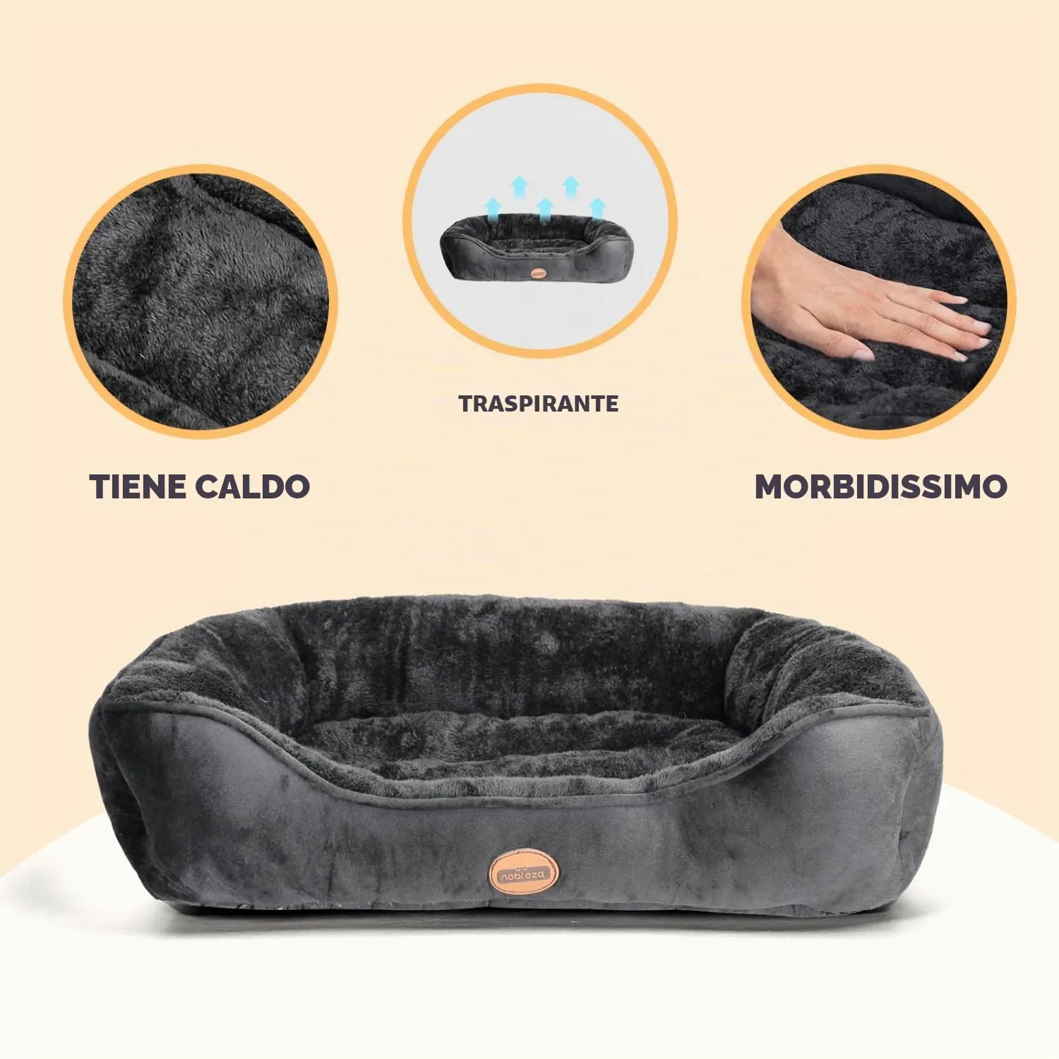 Nobleza Letto per cani, lavabile, antiscivolo, nero, L, 77 x 67 cm - immagine 2