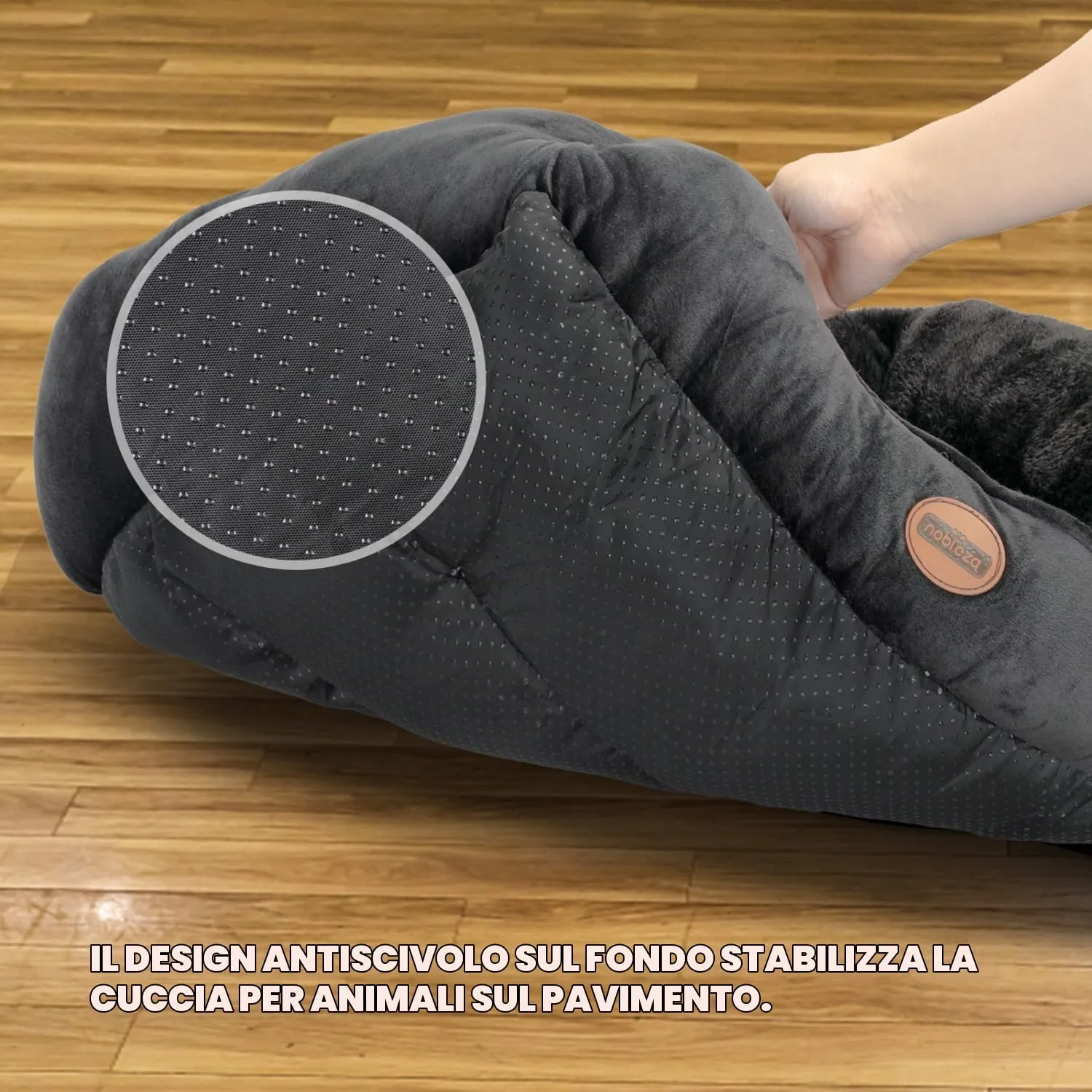 Nobleza Letto per cani, lavabile, antiscivolo, nero, L, 77 x 67 cm - immagine 4