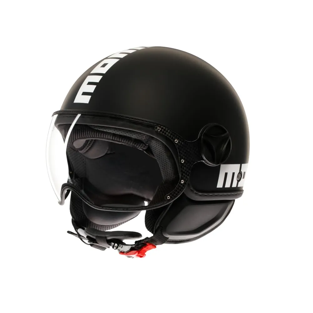 Momo Design FGTR Classic E2206 Casco Jet, Nero Opaco/Bianco, M - immagine 1