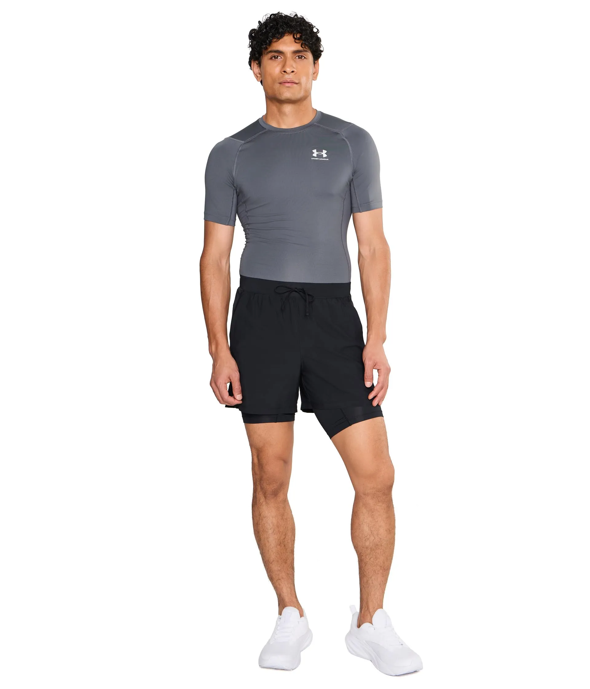 Under Armour Men's Heatgear Compression Shirt - Castlerock/White - XXL - immagine 2