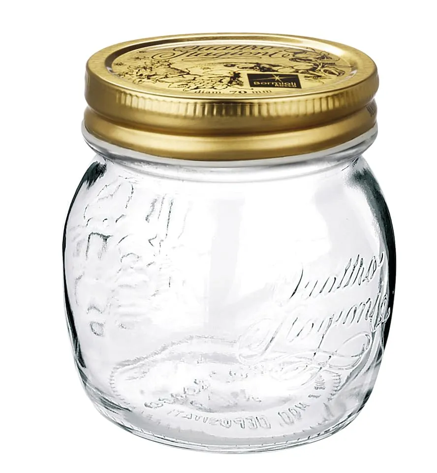 Bormioli Rocco Quattro Stagioni 79208, 12 pezzi, 250 ml, vasetti per marmellata con coperchio dorato 70 mm - immagine 1
