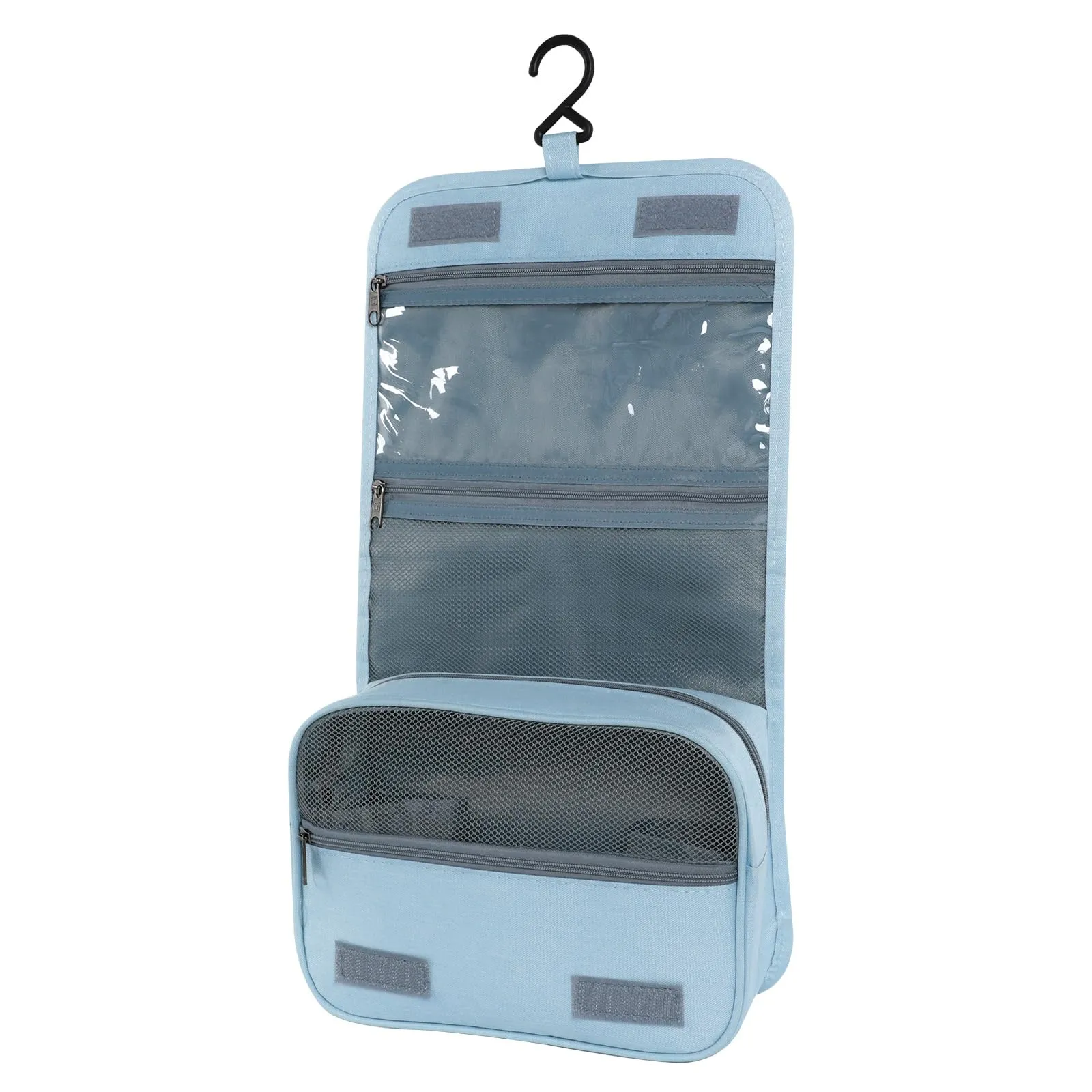 AiQInu Beauty Case da Viaggio, Borsa da Toilette Impermeabile con Gancio per Appendere, Azzurro - immagine 1