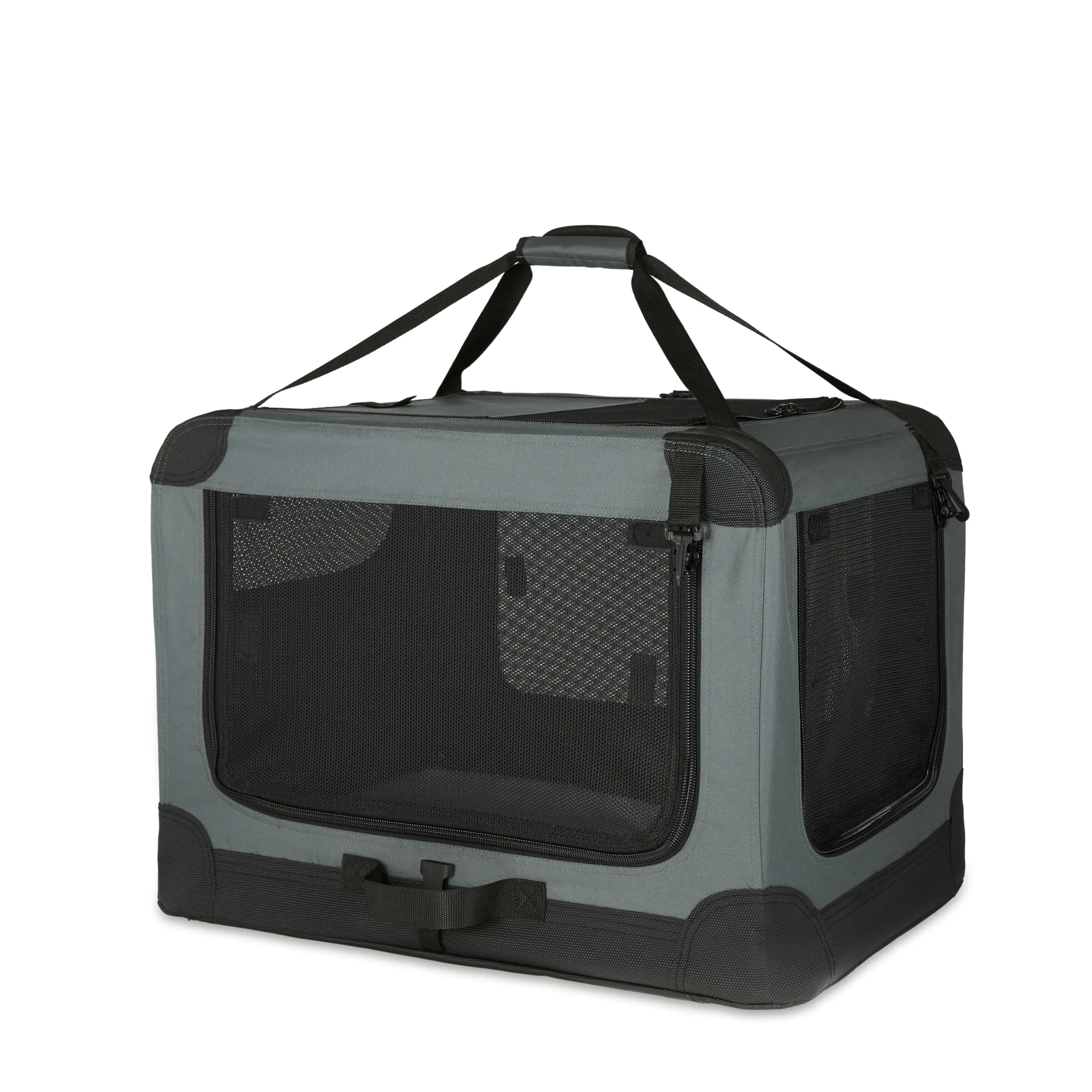 Amazon Basics Trasportino portatile e pieghevole a 4 porte per cani e gatti, Grigio, 66 x 46 x 46 cm - immagine 1