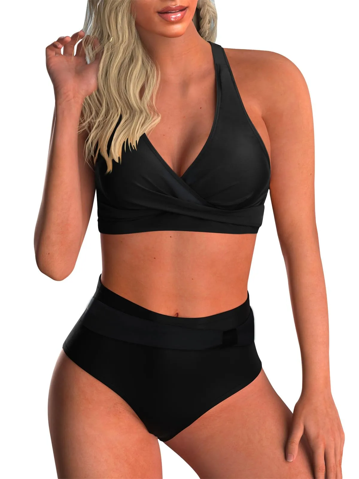 Adigaber Costume da Bagno Due Pezzi Donna Vita Alta Stampato Bikini Set - immagine 1