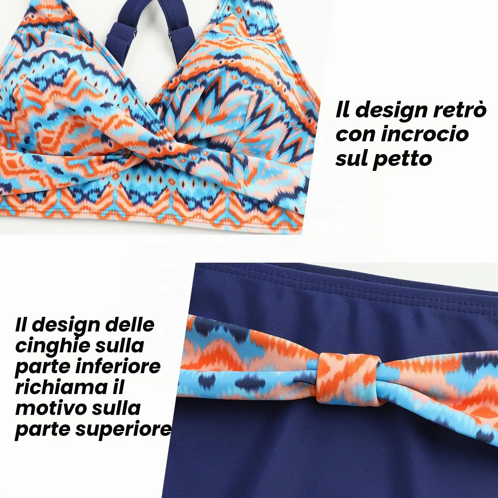 Adigaber Costume da Bagno Due Pezzi Donna Vita Alta Stampato Bikini Set - immagine 4