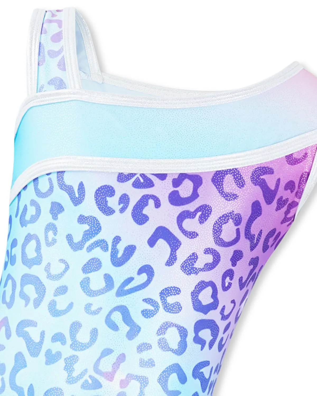 Gogokids Set da ginnastica a tre pezzi per ragazze, body senza maniche con pantaloncini e fascia, design sfumato scintillante, 110 (5-6Y) - immagine 2