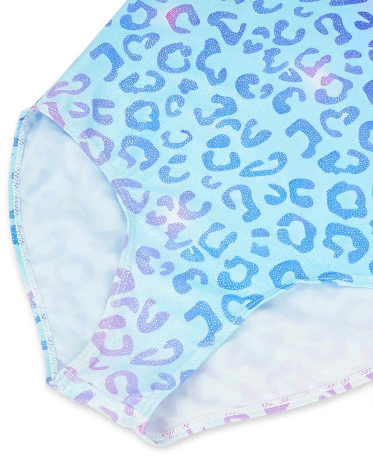 Gogokids Set da ginnastica a tre pezzi per ragazze, body senza maniche con pantaloncini e fascia, design sfumato scintillante, 110 (5-6Y) - immagine 3