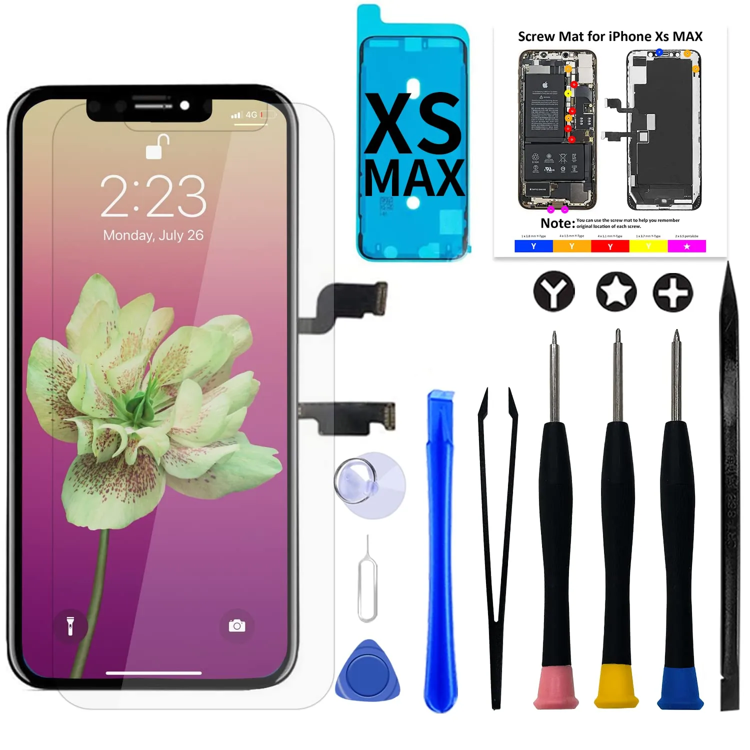 Brinonac Display LCD Digitizer Kit per iPhone Xs Max 6,5" FHD - immagine 1