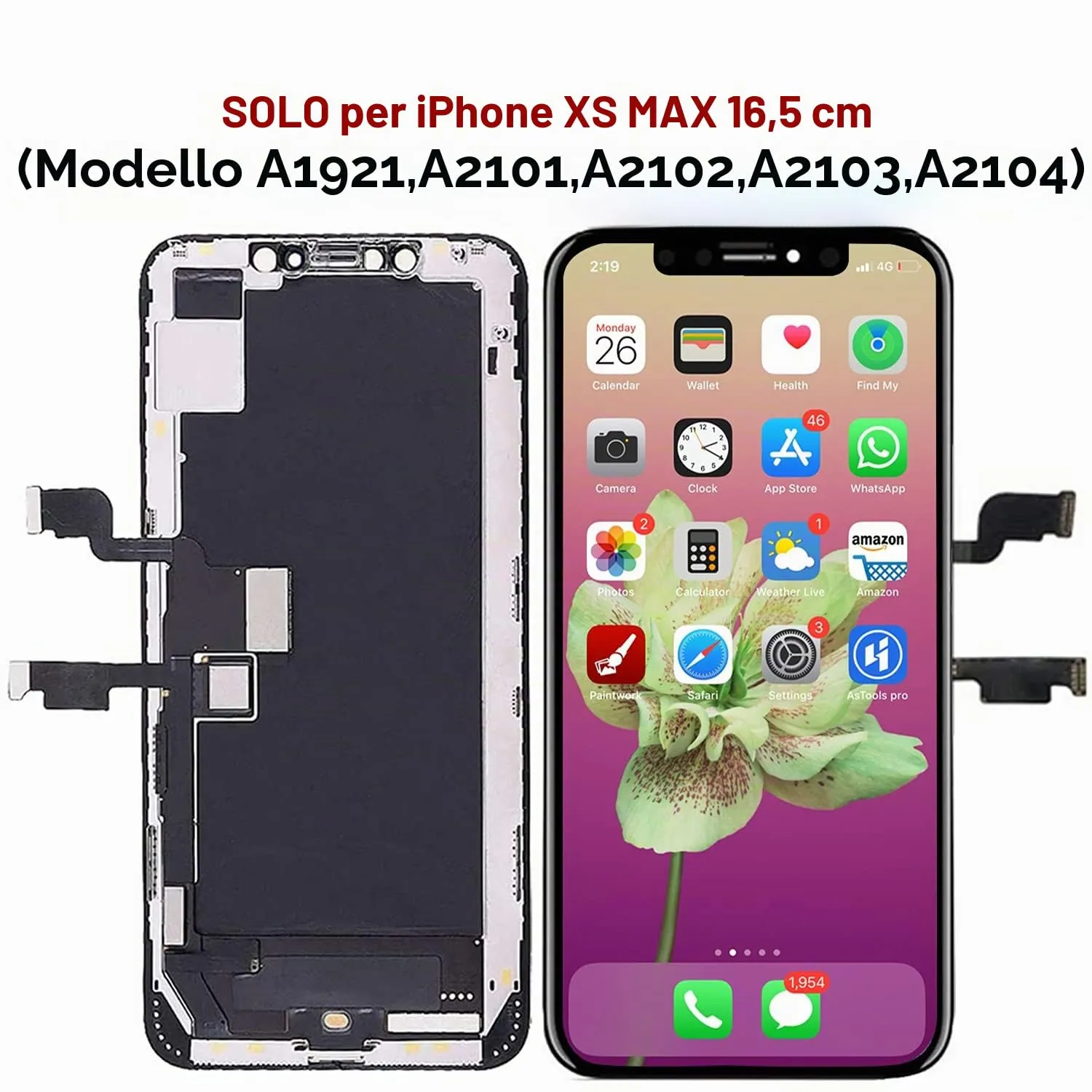 Brinonac Display LCD Digitizer Kit per iPhone Xs Max 6,5" FHD - immagine 2