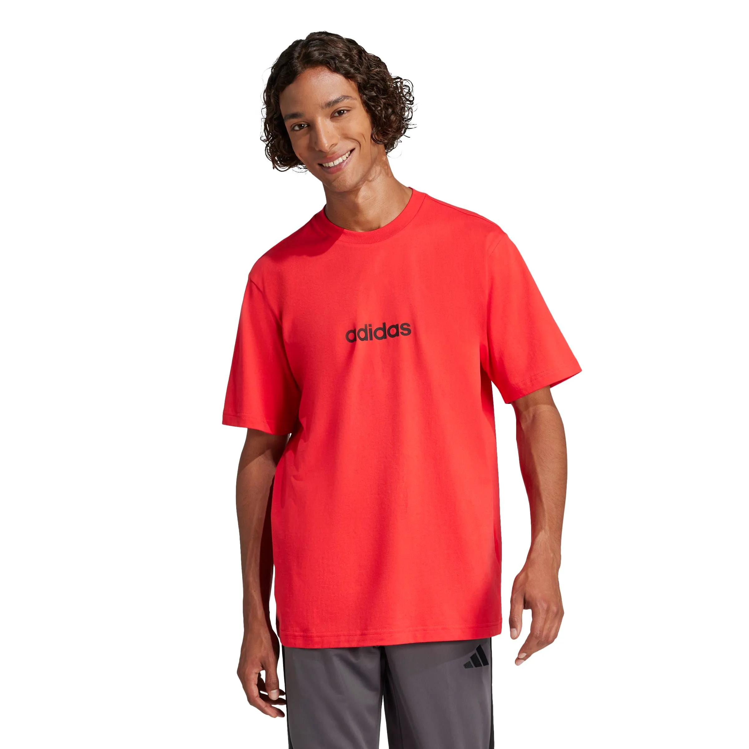 adidas Essentials Linear Single Jersey Shirt - Pure Ruby/Black, XL - immagine 3
