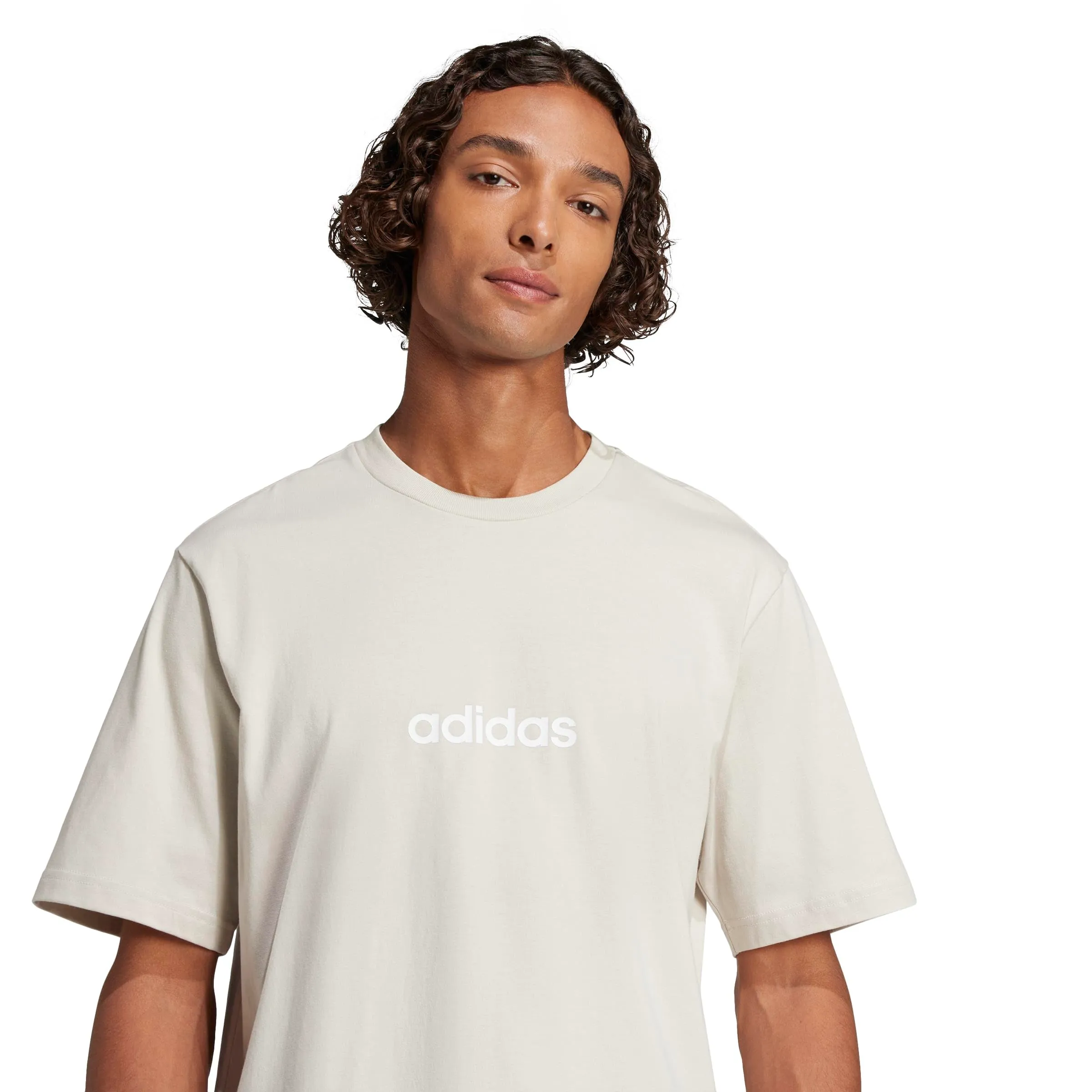 adidas Essentials Linear Single Jersey Shirt, Wonder Alumina/White, XL - immagine 5