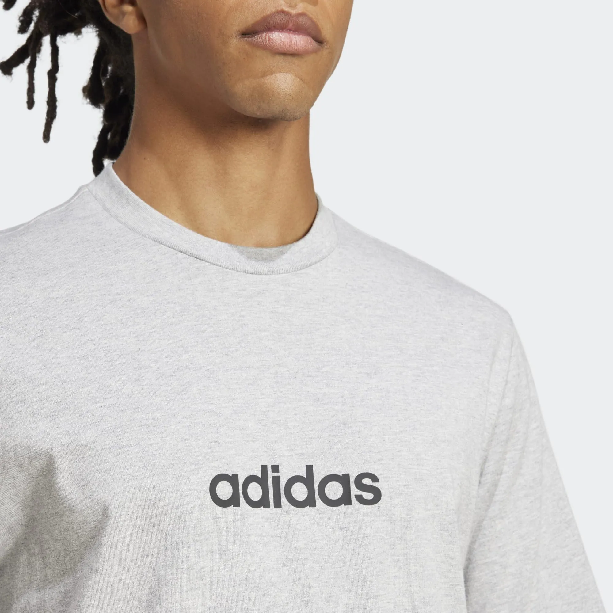 adidas Essentials Linear Single Jersey Shirt - Medium Grey Heather/Black, XS - immagine 5