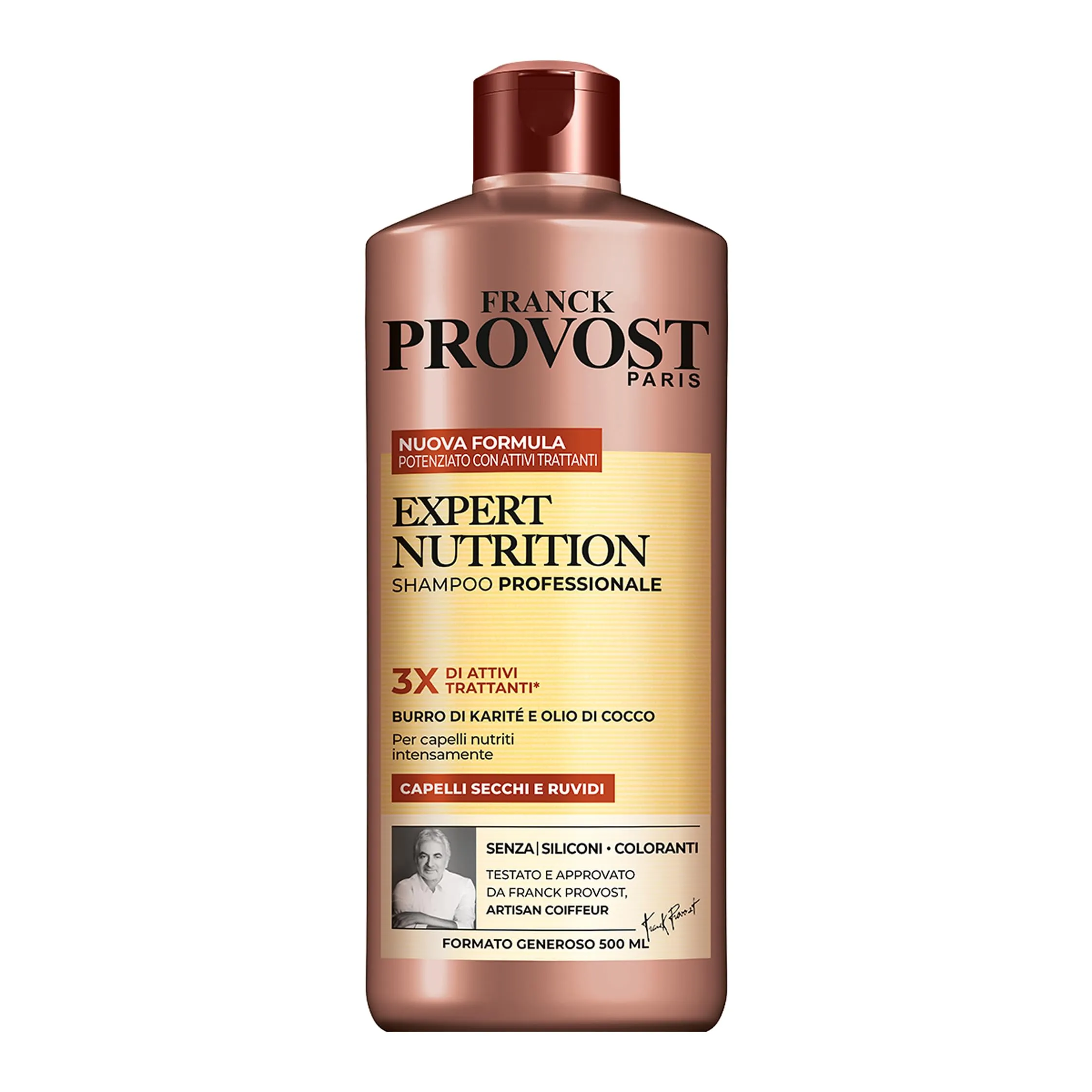 Franck Provost Expert Nutrition Shampoo Professionale per Capelli Secchi con Burro di Karité e Olio di Cocco, 500 ml - immagine 1
