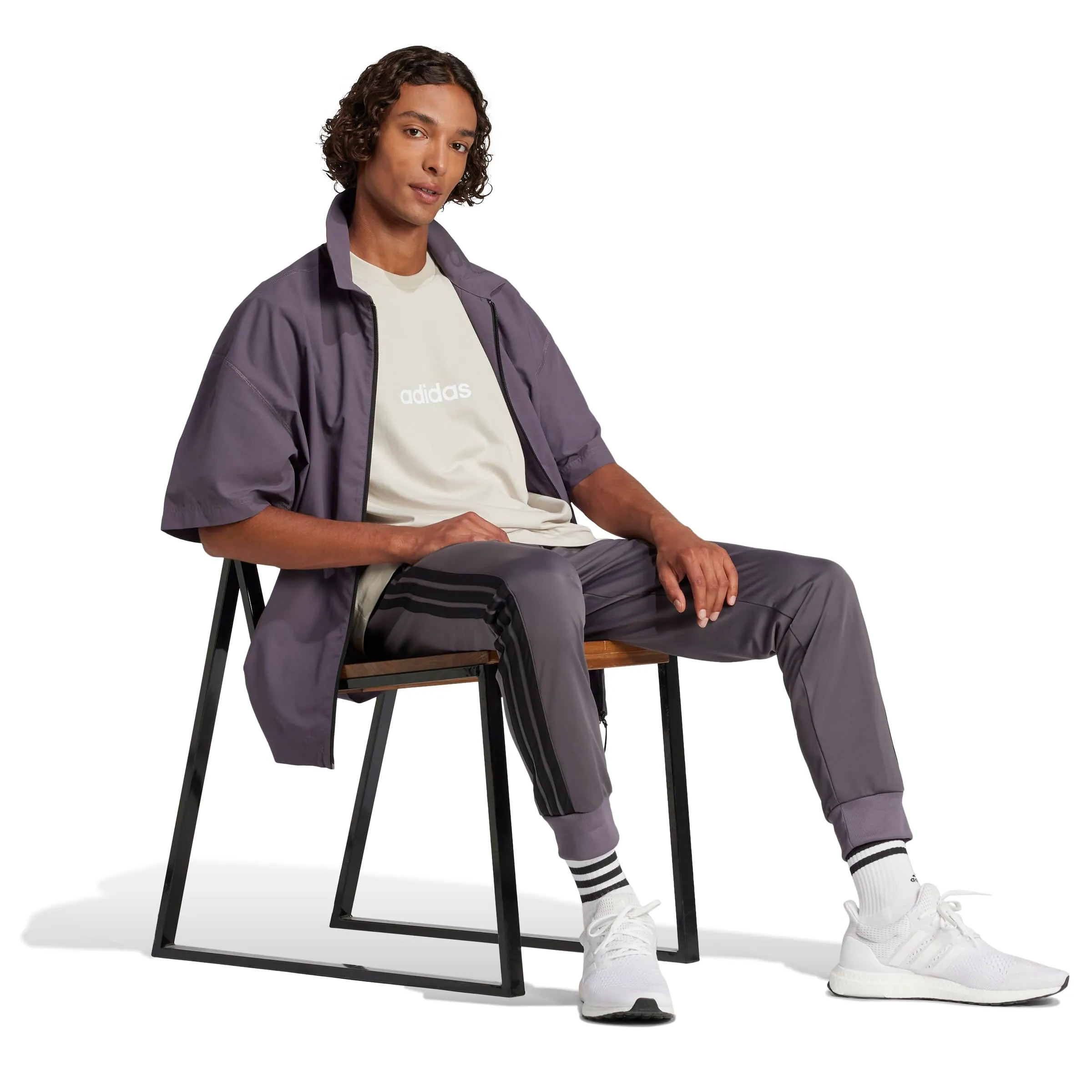 adidas Essentials Linear Single Jersey Shirt - Wonder Alumina/White, M - immagine 7