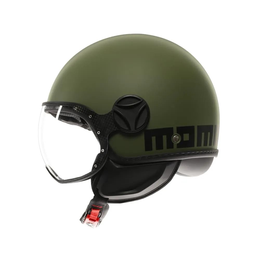 MOMO Design FGTR Classic E2206 Casco Jet, Verde Militare Opaco/Nero, L - immagine 4