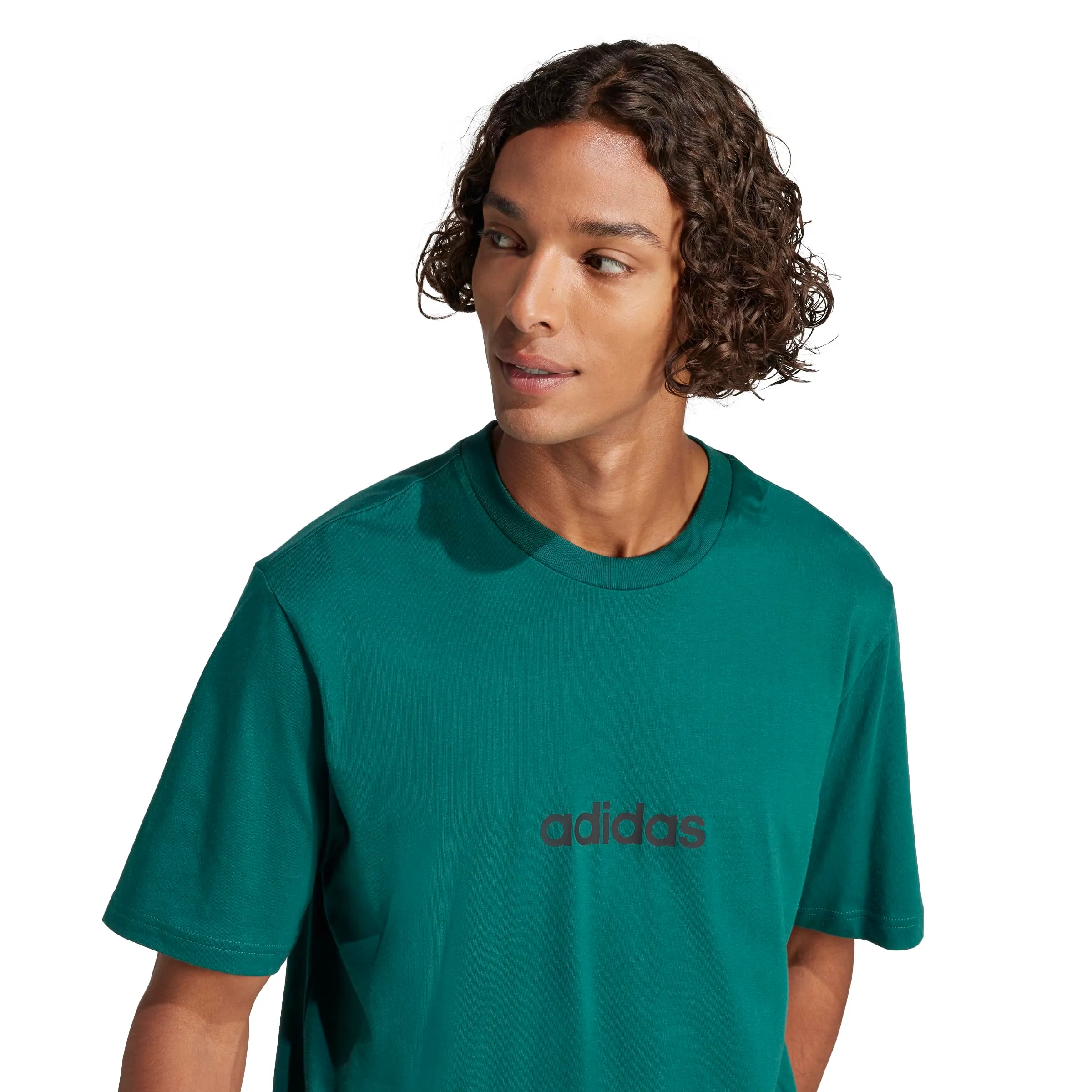 adidas Essentials Linear Single Jersey Shirt - Collegiate Green/Black, XS - immagine 5