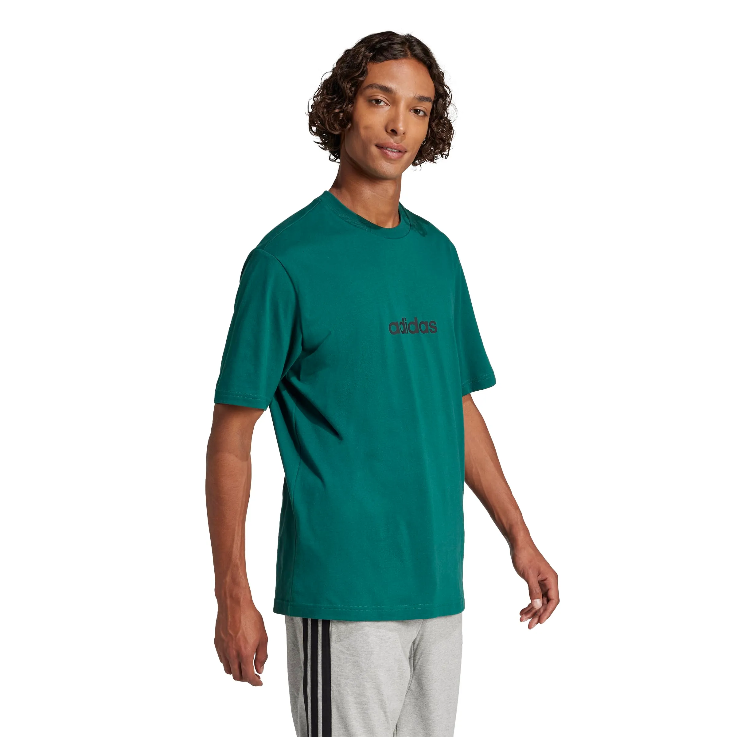 adidas Essentials Linear Single Jersey Shirt - Collegiate Green/Black, XXL - immagine 3