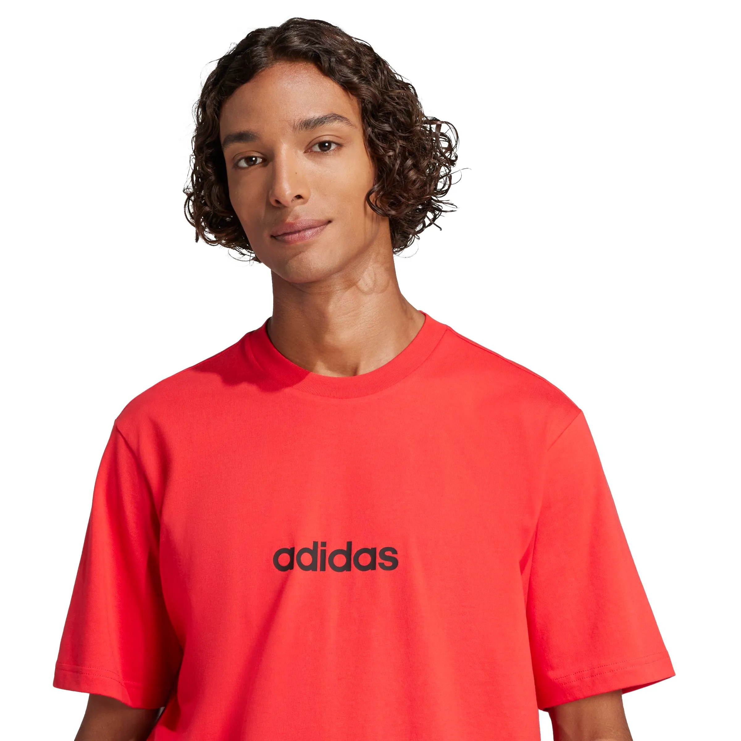 adidas Essentials Linear Single Jersey Shirt, Pure Ruby/Black, XS - immagine 4