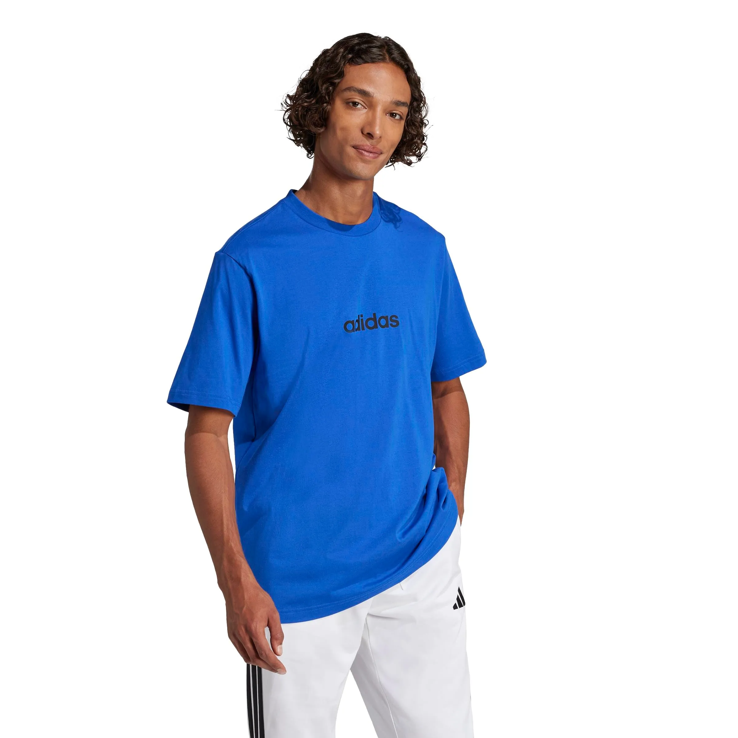 adidas Essentials Linear Single Jersey Tee - Team Royal Blue/Black, XL - immagine 3