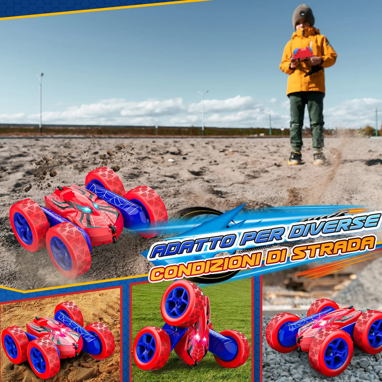 Dreamlandia Monster Truck RC 4WD Spider All-Terrain WJ12881 Rosso - immagine 6