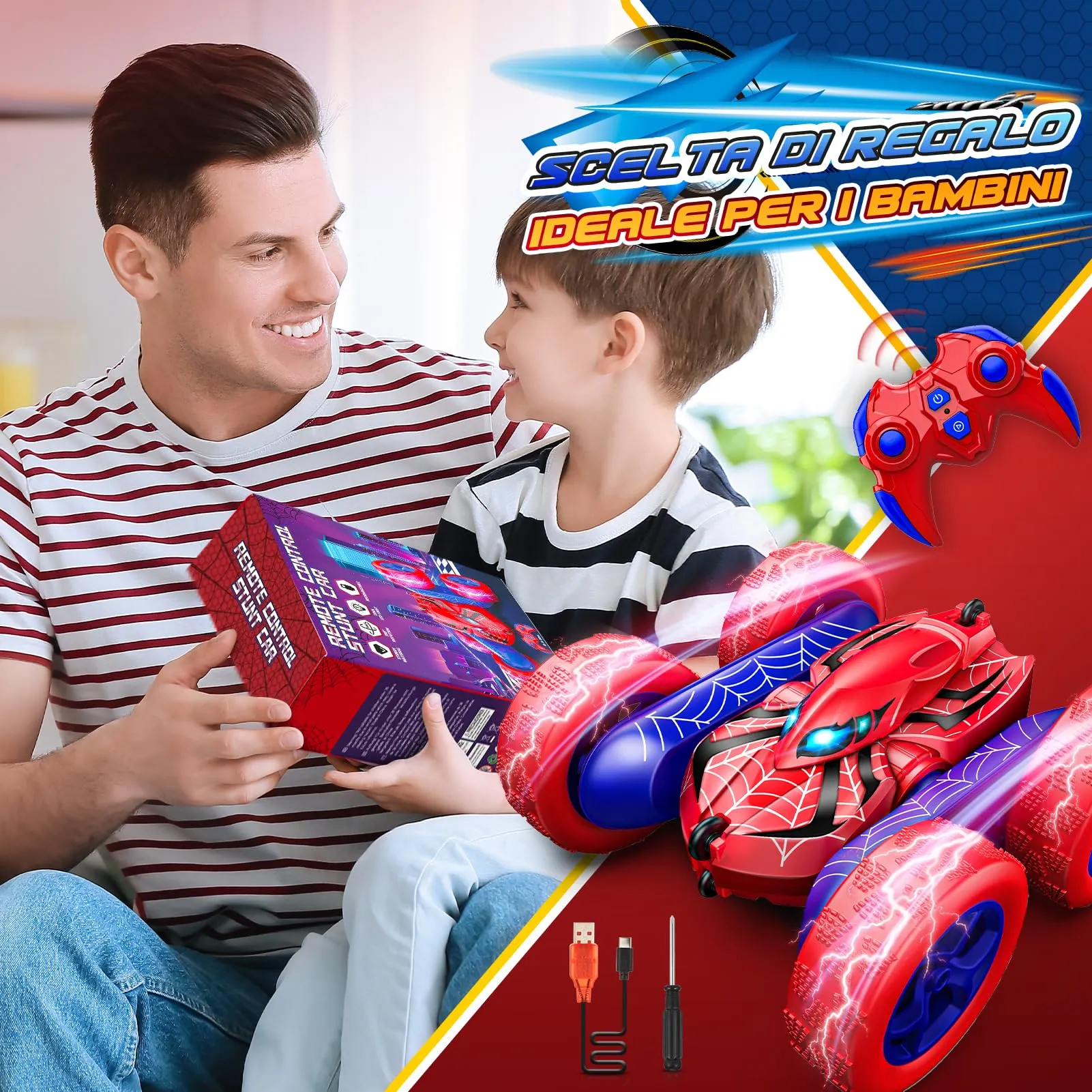 Dreamlandia Monster Truck RC 4WD Spider All-Terrain WJ12881 Rosso - immagine 7