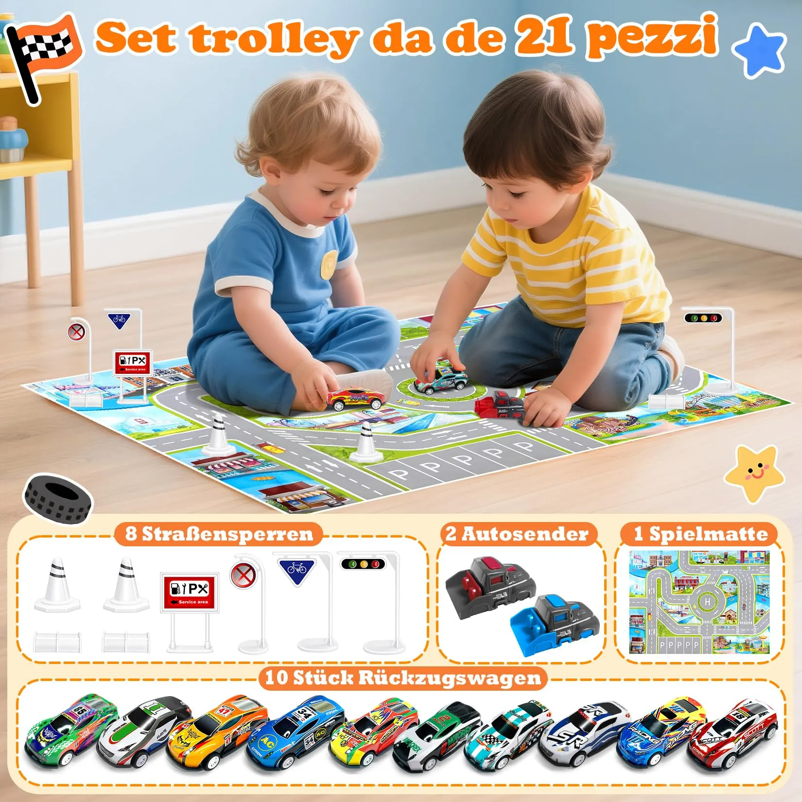 TOYABI Set di 21 Pezzi Macchinine per Bambini - immagine 2