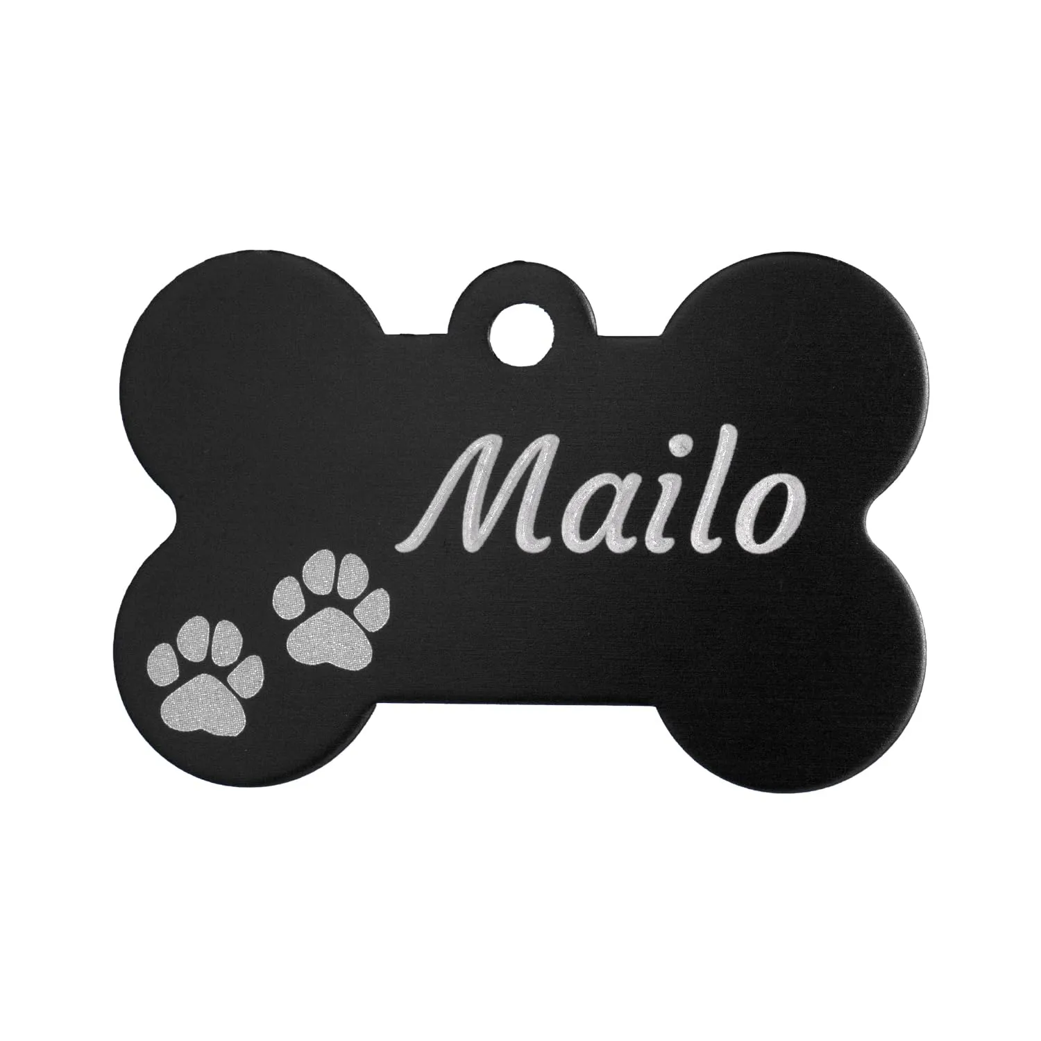 Unikat Branding Medaglietta cane personalizzata a forma di osso, Alluminio, Nero, 38mm - immagine 1