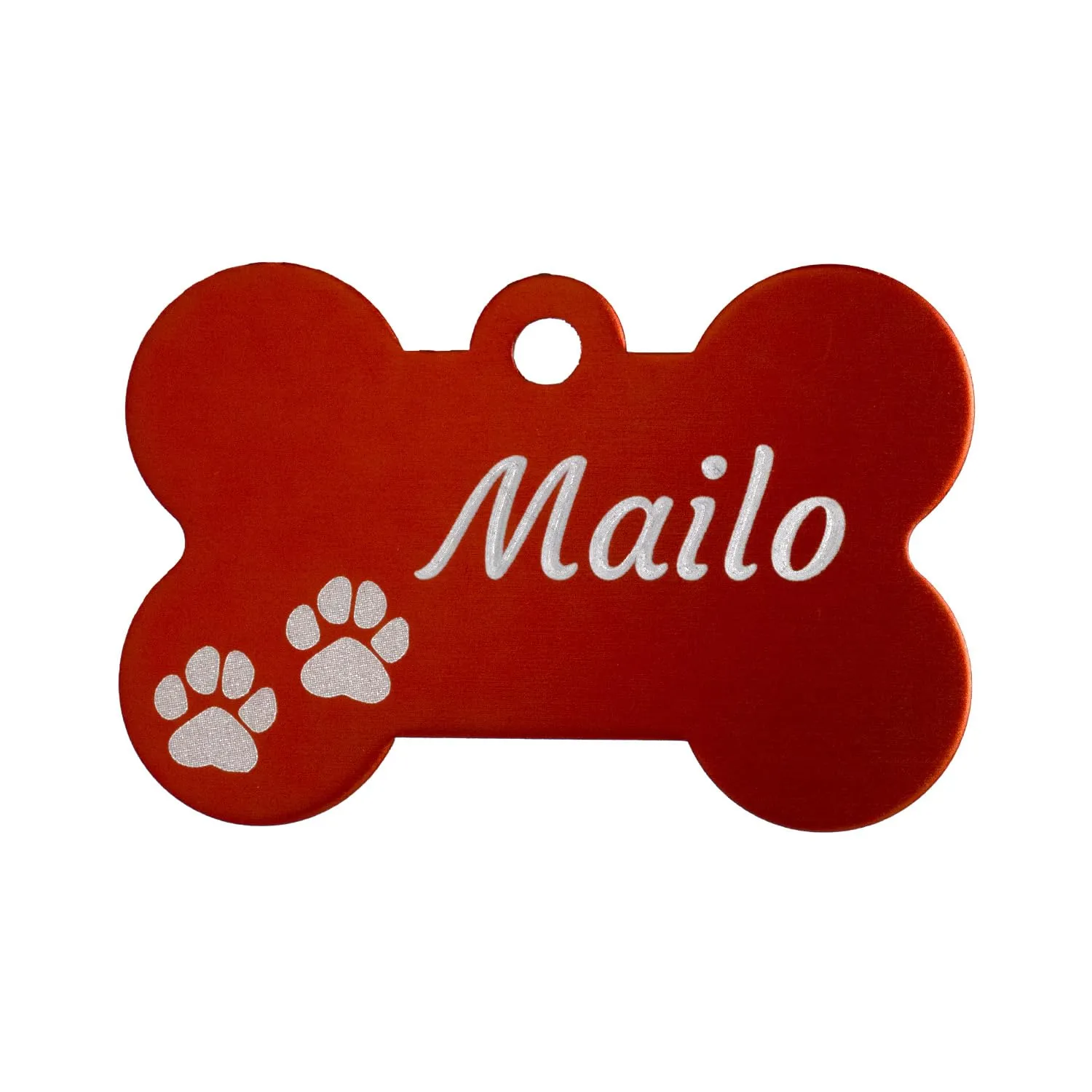 Unikat Branding Medaglietta Cane Personalizzata a Forma di Osso, Alluminio, Rosso, 38mm - immagine 1