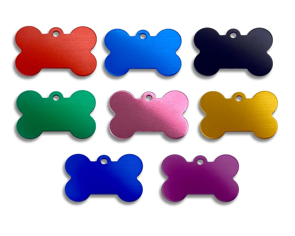 Unikat Branding Medaglietta cane personalizzata a forma di osso, alluminio, giallo, 38mm - immagine 2