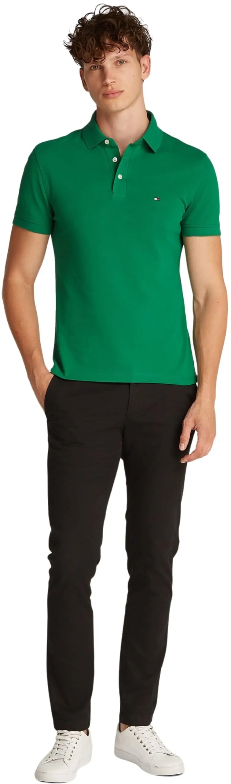 Tommy Hilfiger 1985 Slim Fit Polo Shirt, Verde (Nouveau Green), S - immagine 5