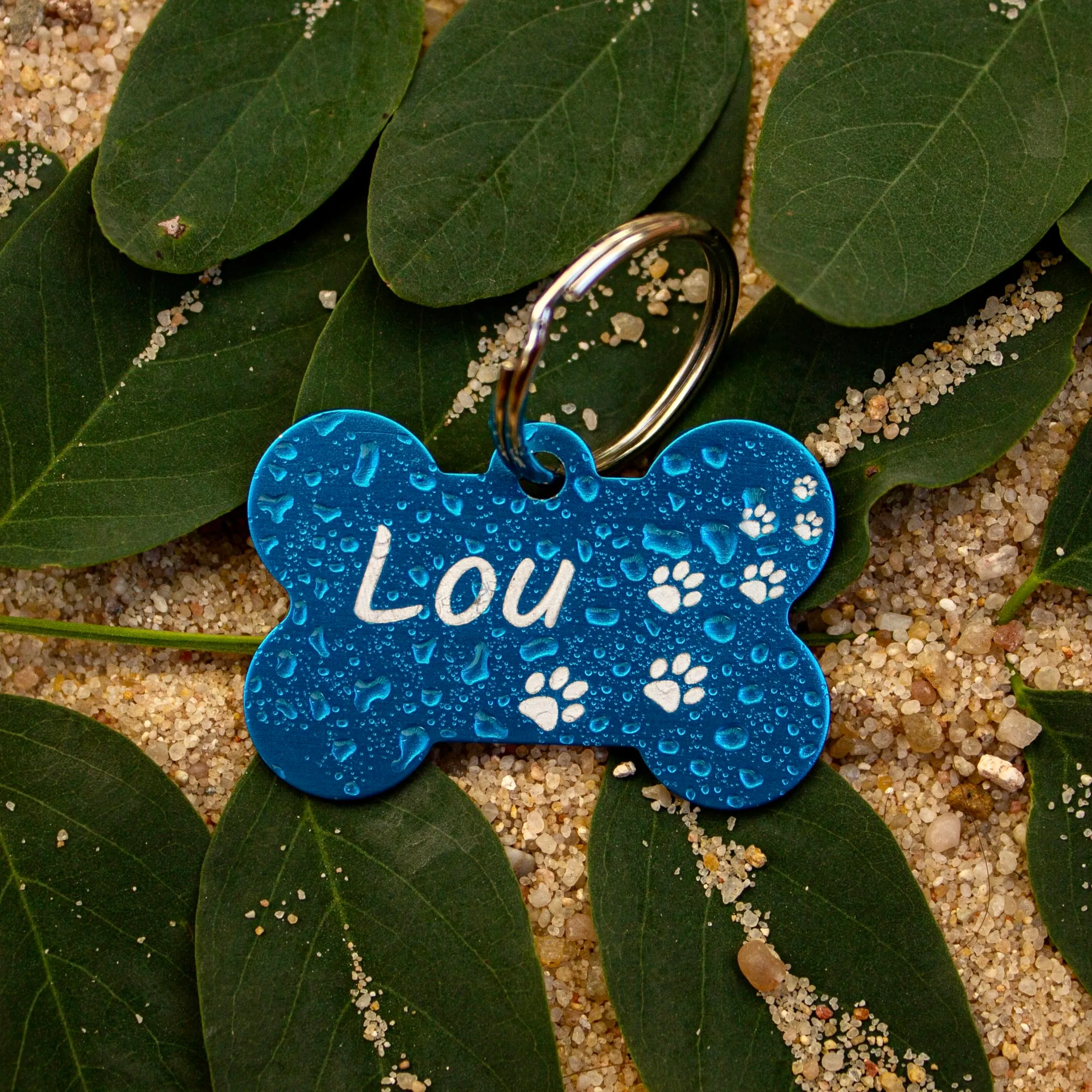 Unikat Branding Medaglietta per cane personalizzata a forma di osso, alluminio, verde, 38mm - immagine 2