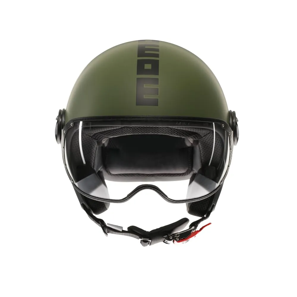 MOMO Design FGTR Classic E2206 Casco Jet, Verde Militare Opaco/Nero, S - immagine 2