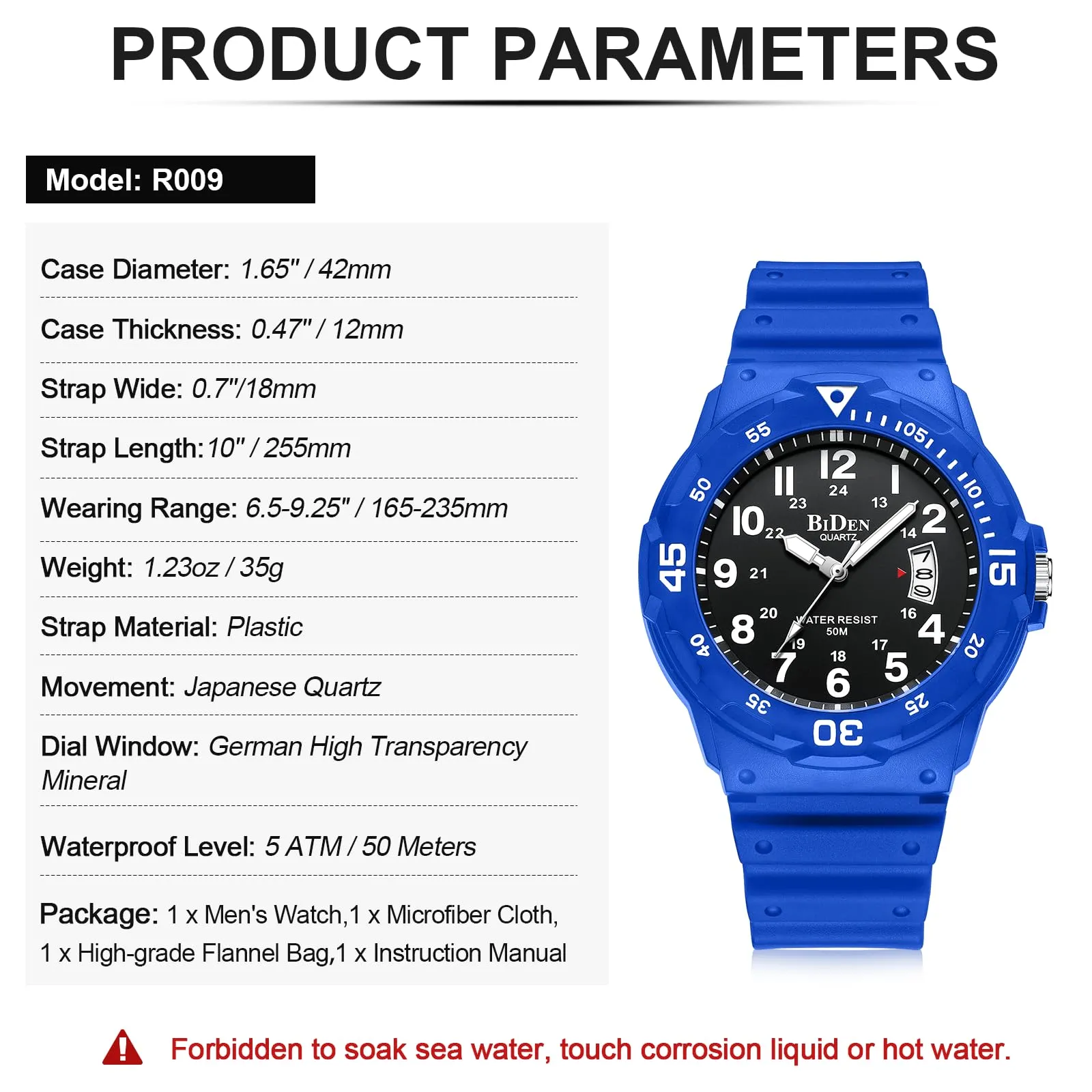 HANPOSH Orologio Uomo Analogico Quarzo Impermeabile con Data Luminosa R009 - immagine 8
