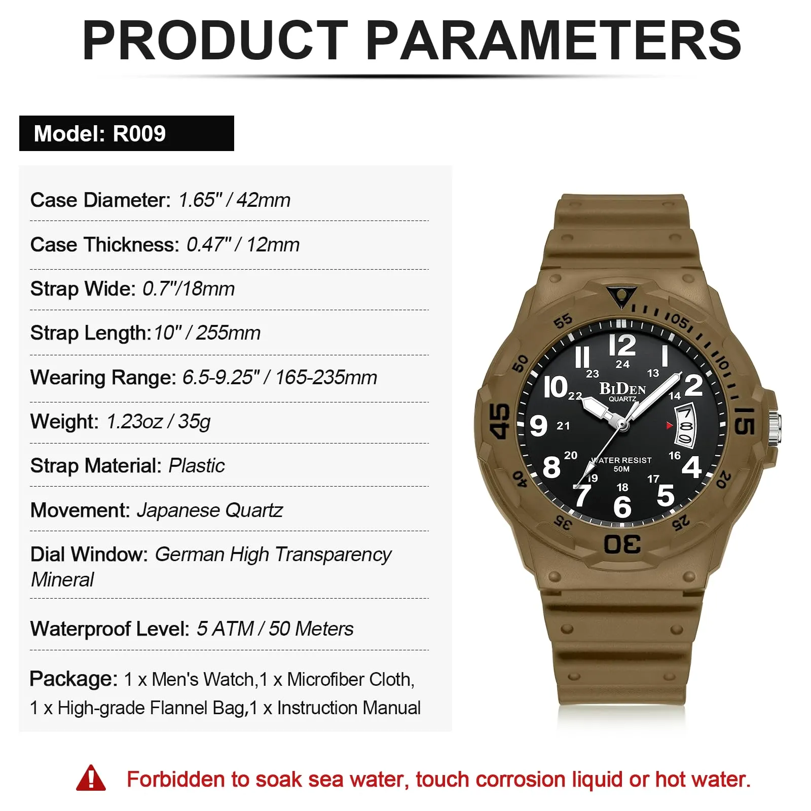 HANPOSH Orologio Uomo Analogico Quarzo Impermeabile con Data Luminosa - immagine 8