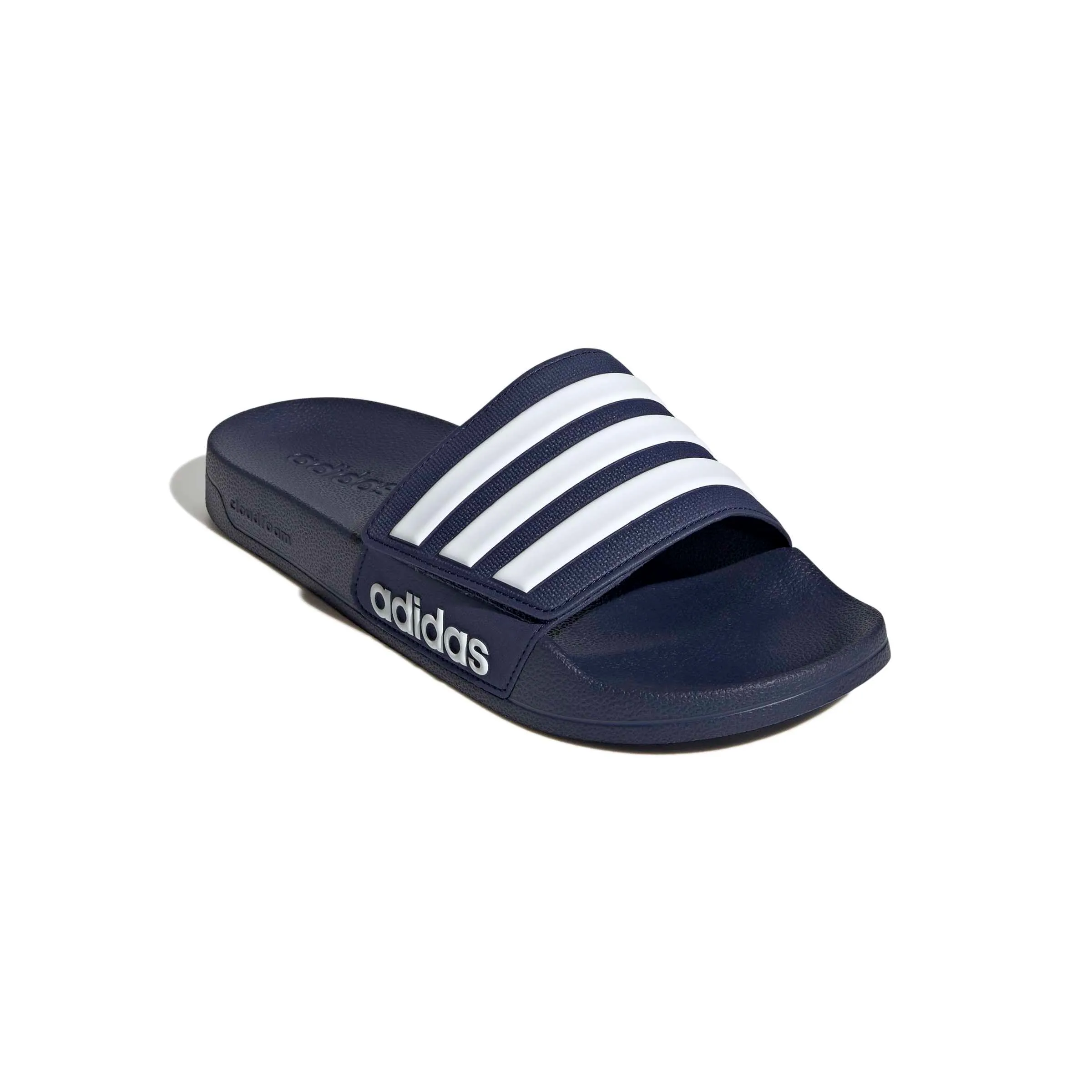 adidas Adilette Shower Slides Sandal, Dark Blue/Ftwr White/Dark Blue, 42 EU - immagine 3