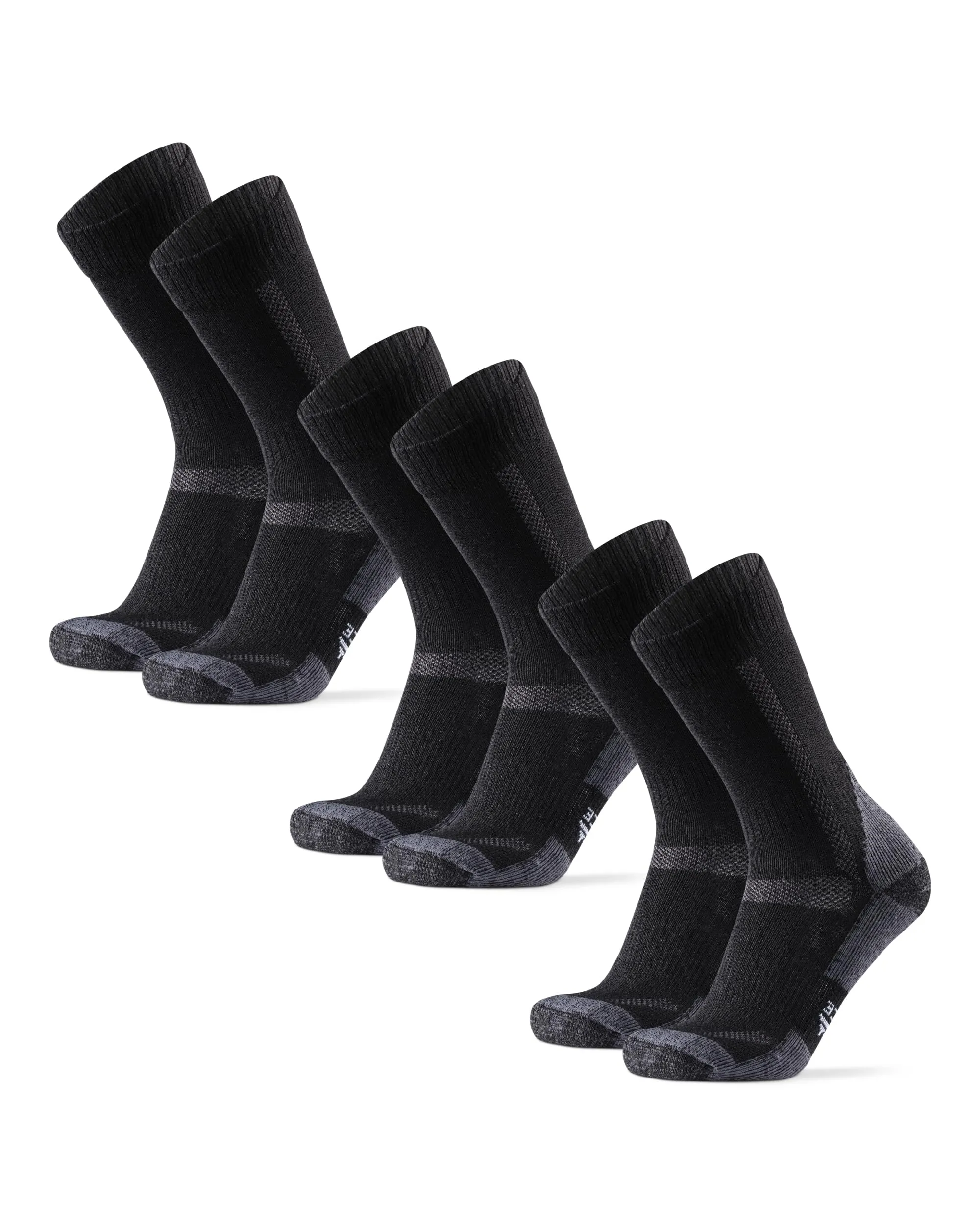 Danish Endurance Calze Trekking Lana Merino, 3 Paia, Nero/Grigio, 48-51 - immagine 1