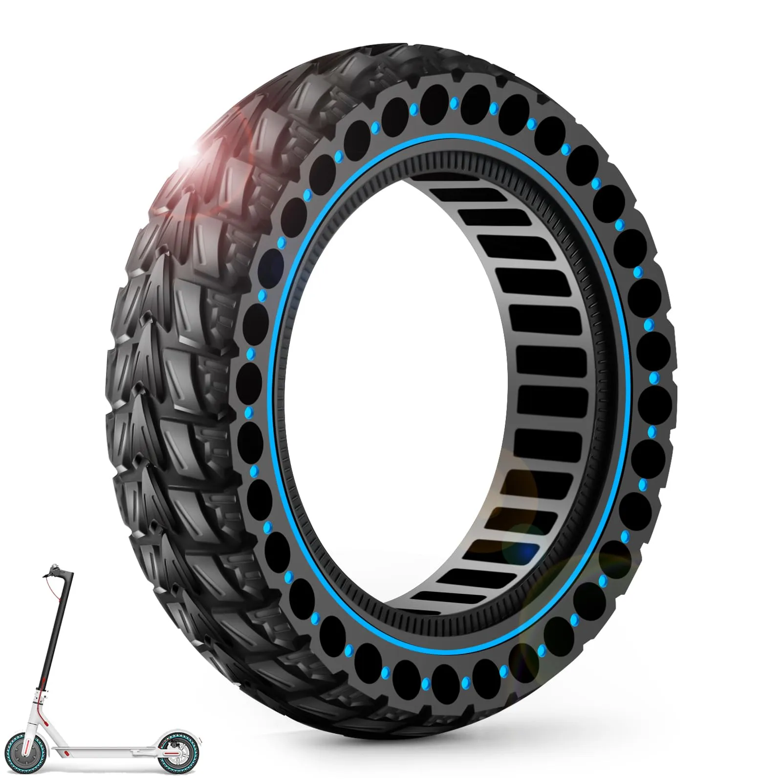 BANGTING Pneumatico Pieno per Monopattino Elettrico 10x2.50-6.5 (60/70-6.5) per Segway Ninebot Max G2/G30/G30D/G30E/G30LP/G30D II, Blu - immagine 1