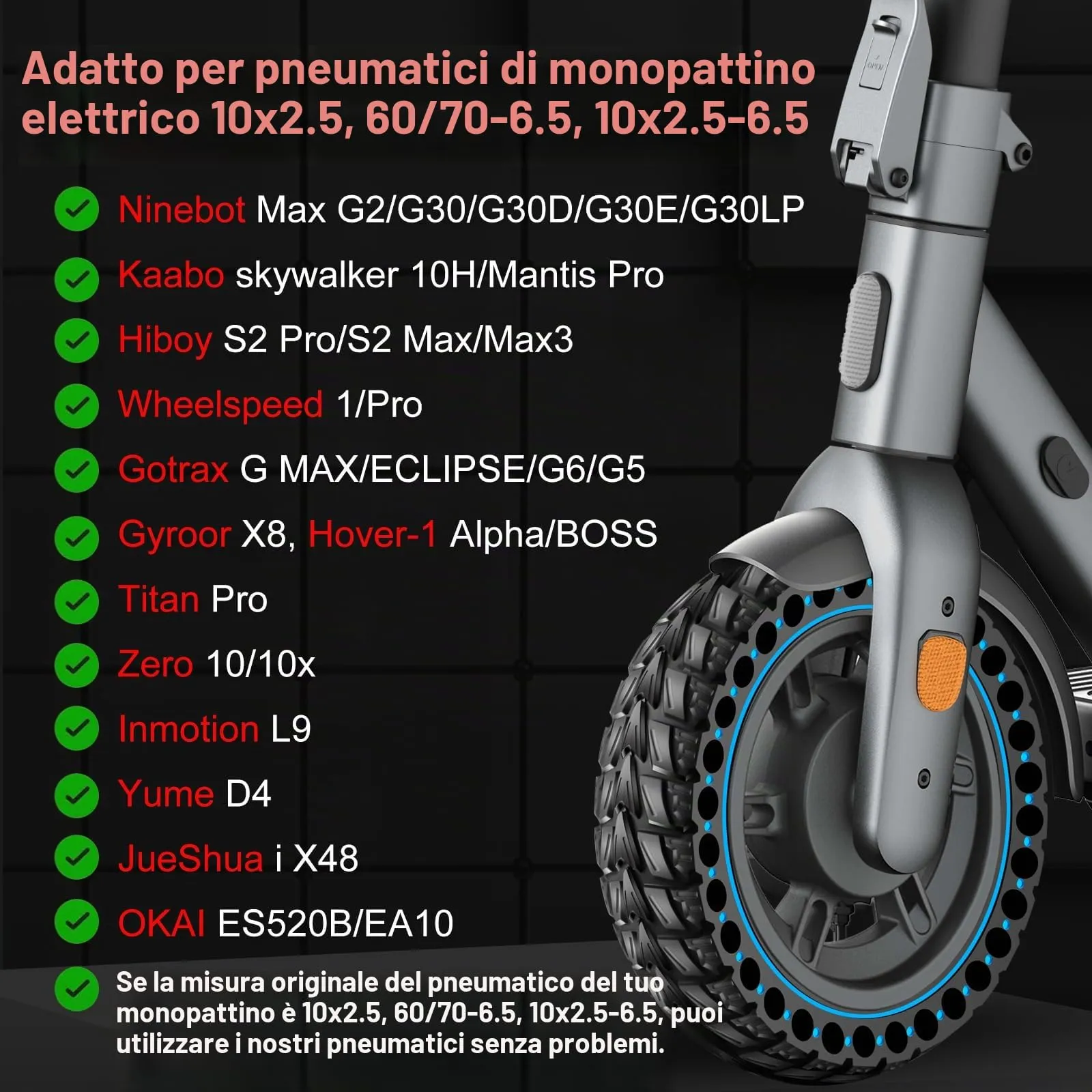 BANGTING Pneumatico Pieno per Monopattino Elettrico 10x2.50-6.5 (60/70-6.5) per Segway Ninebot Max G2/G30/G30D/G30E/G30LP/G30D II, Blu - immagine 2