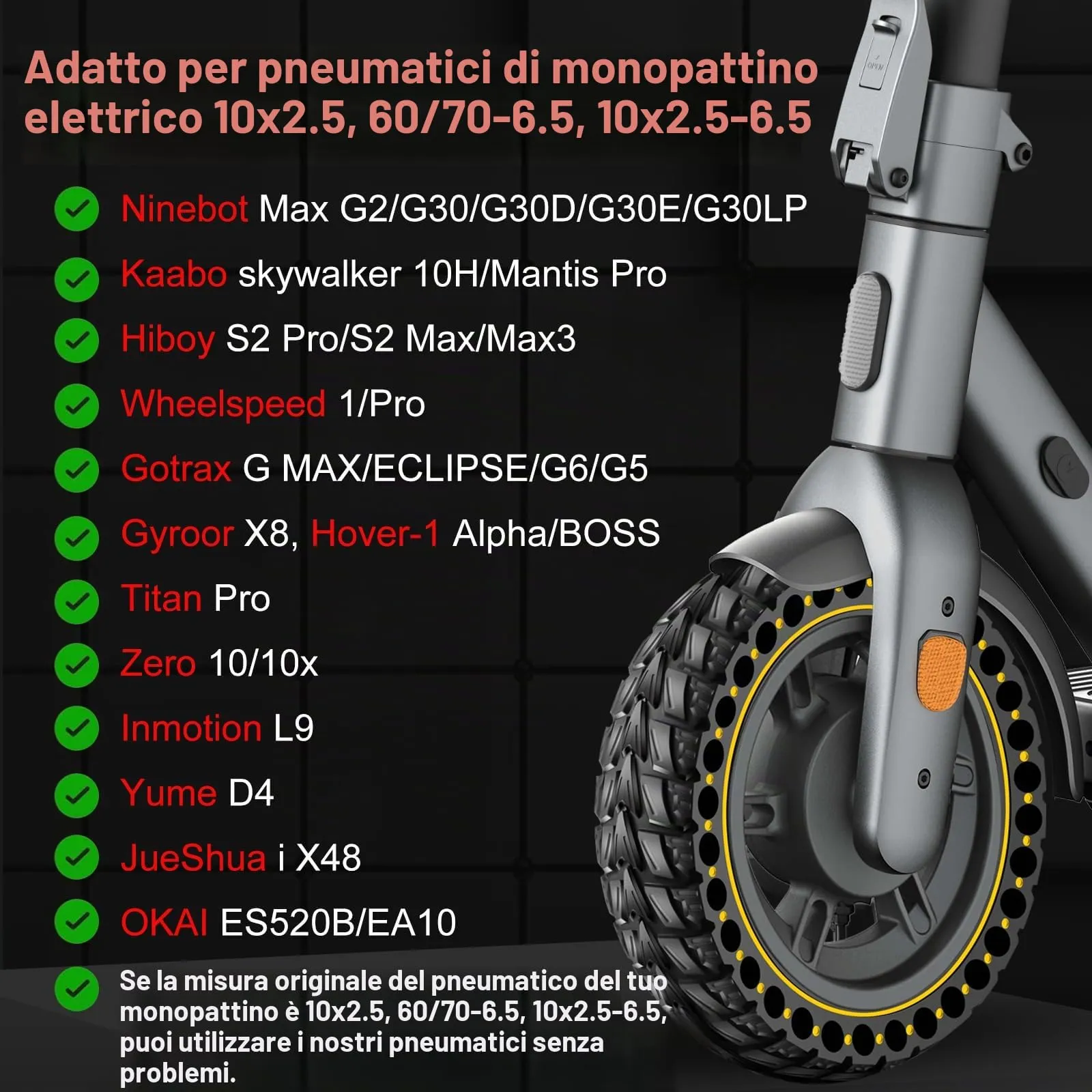 BANGTING Pneumatici Piene per Monopattino Elettrico 10x2.50-6.5 (60/70-6.5), Compatibili con Segway Ninebot Max G2/G30/G30D/G30E/G30LP, Giallo - immagine 2