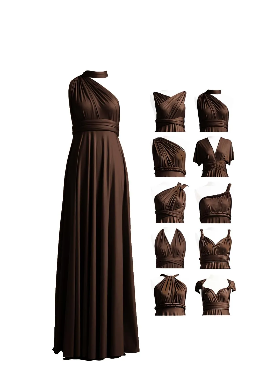 72styles Abito Cerimonia Donna Infinity Damigella d'Onore Multiway Taglia unica Plus Marrone Scuro - immagine 1