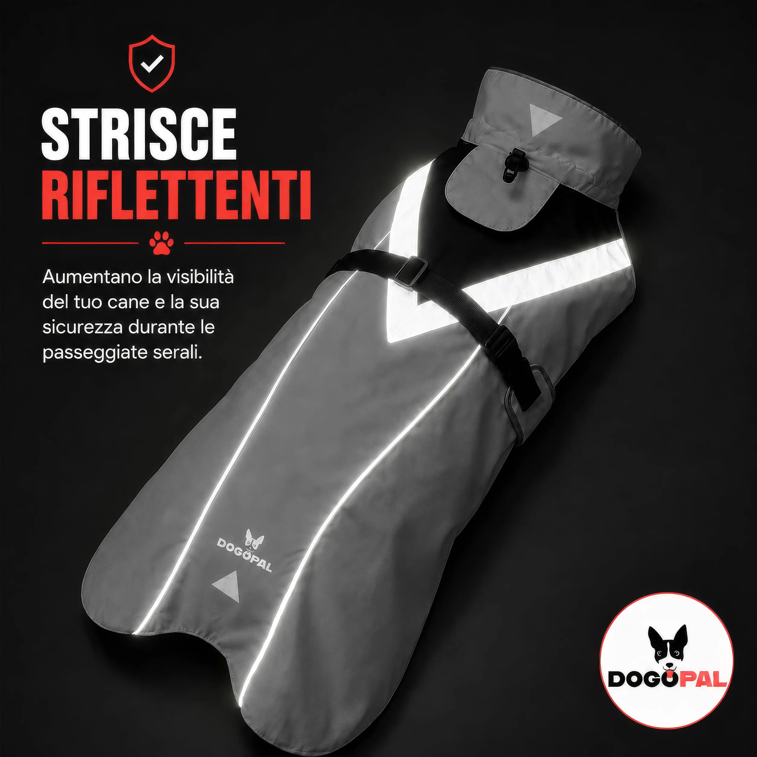 DOGOPAL Impermeabile Catarifrangente per Cane, Grigio, XL - immagine 7
