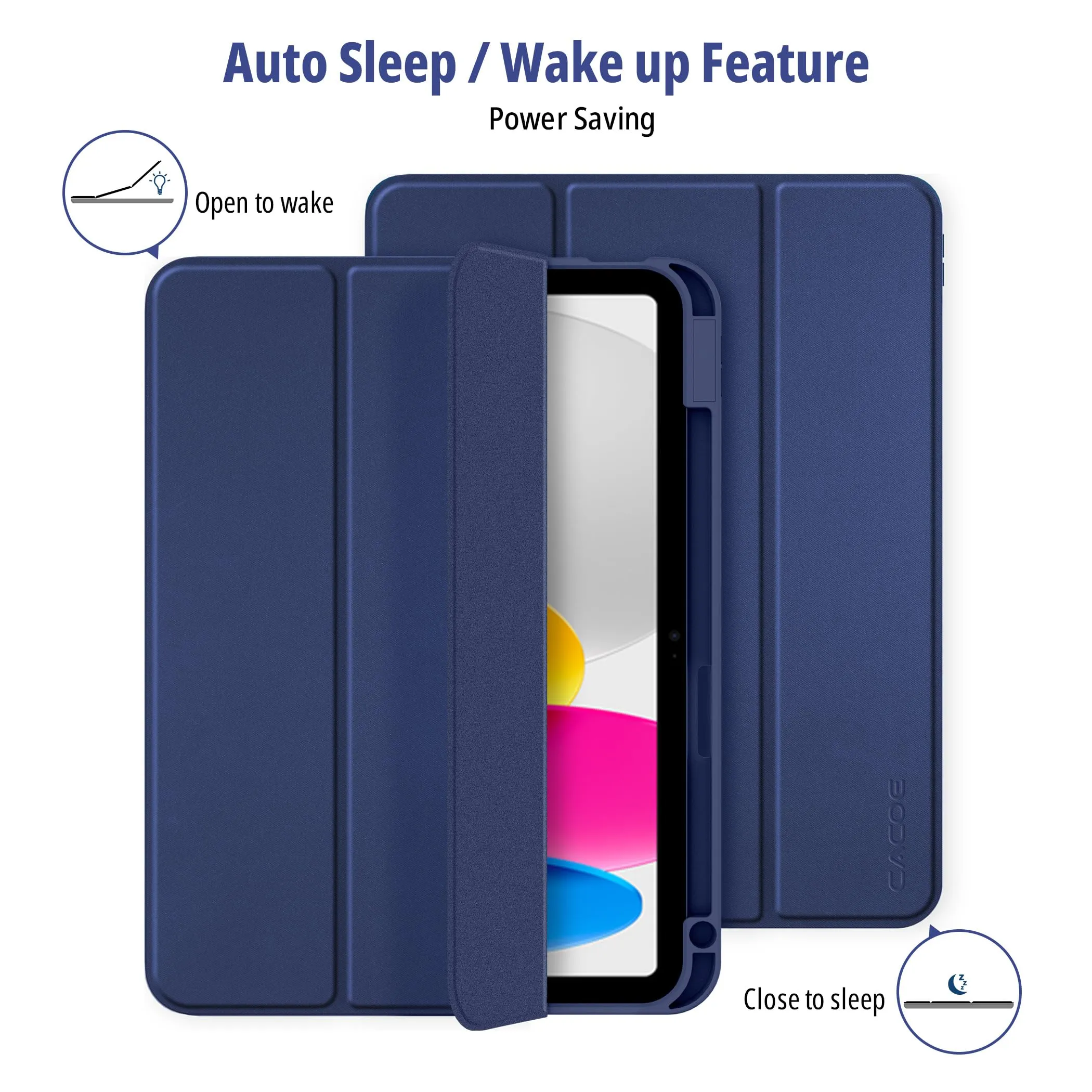 CACOE Cover per iPad 11 Generazione A16 / iPad 10 Generazione 10.9 (2022) - Blu Navy - immagine 5