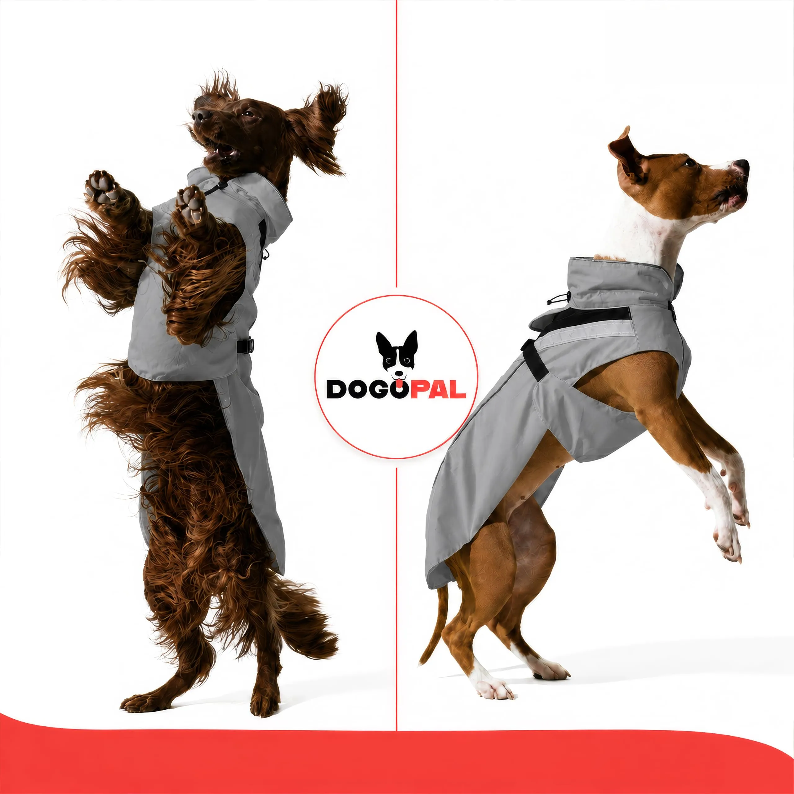 DOGOPAL Impermeabile Catarifrangente per Cane, Giacca Antipioggia con Apertura per Guinzaglio, Grigio, S - immagine 10