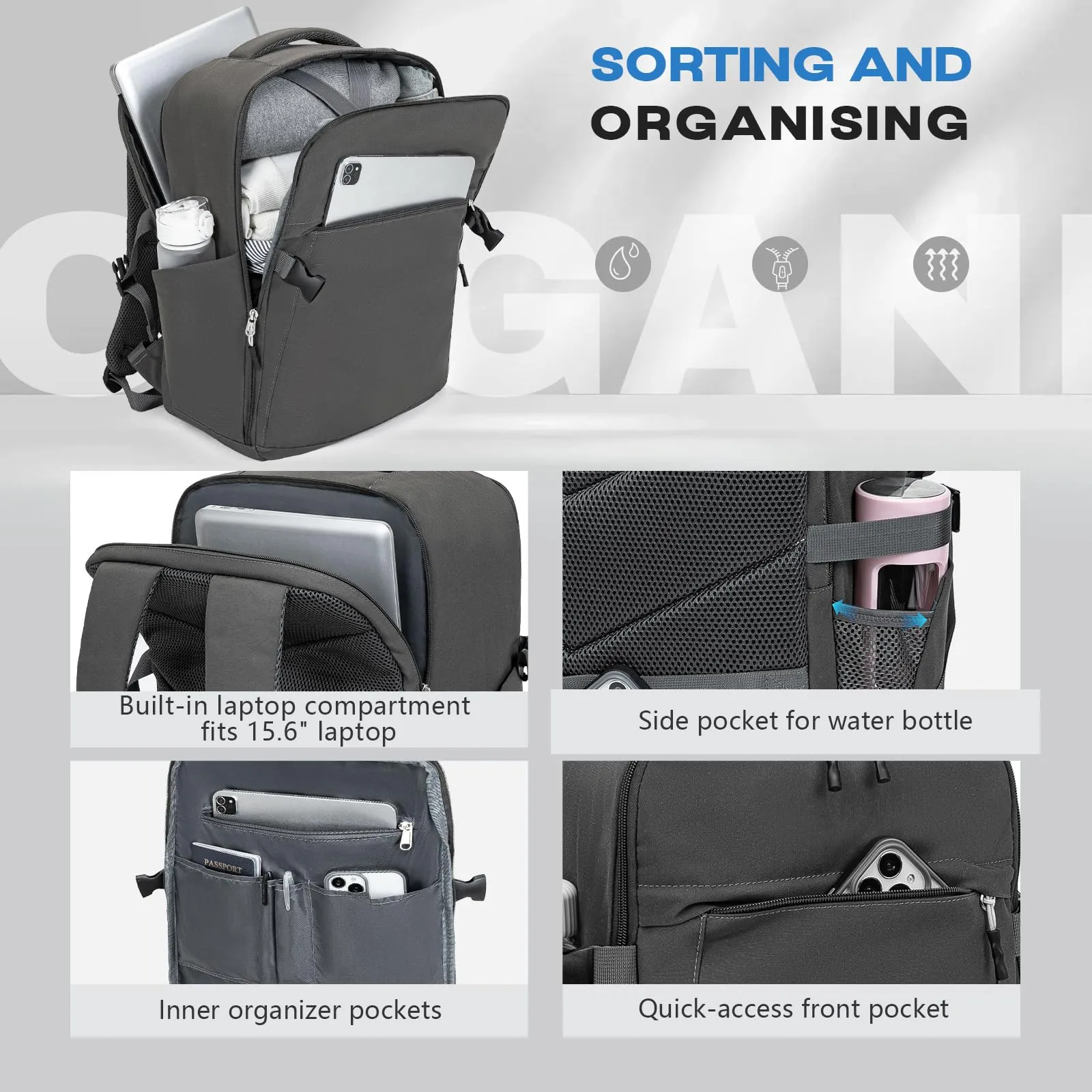 Xkdoai Zaino da Viaggio per EasyJet Bagaglio a Mano 45x36x20 cm - immagine 3