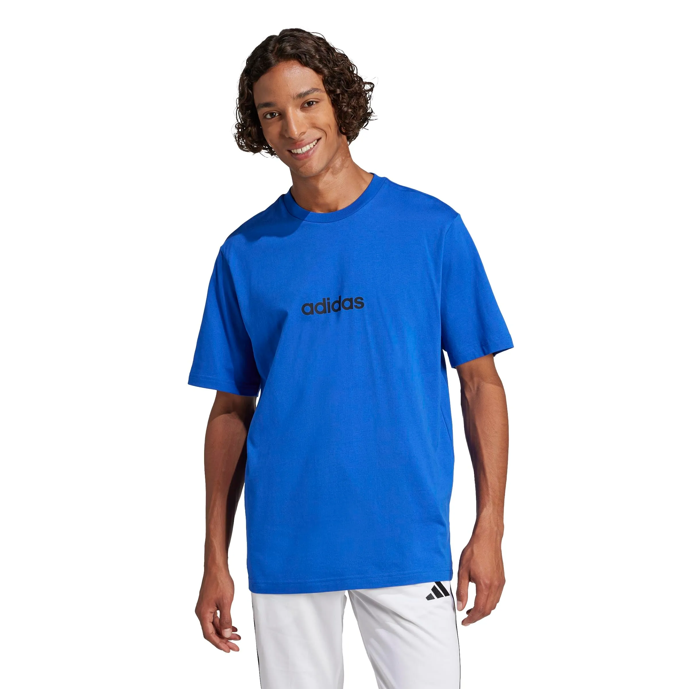 Adidas Essentials Linear Single Jersey Tee - Team Royal Blue/Black, S - immagine 2