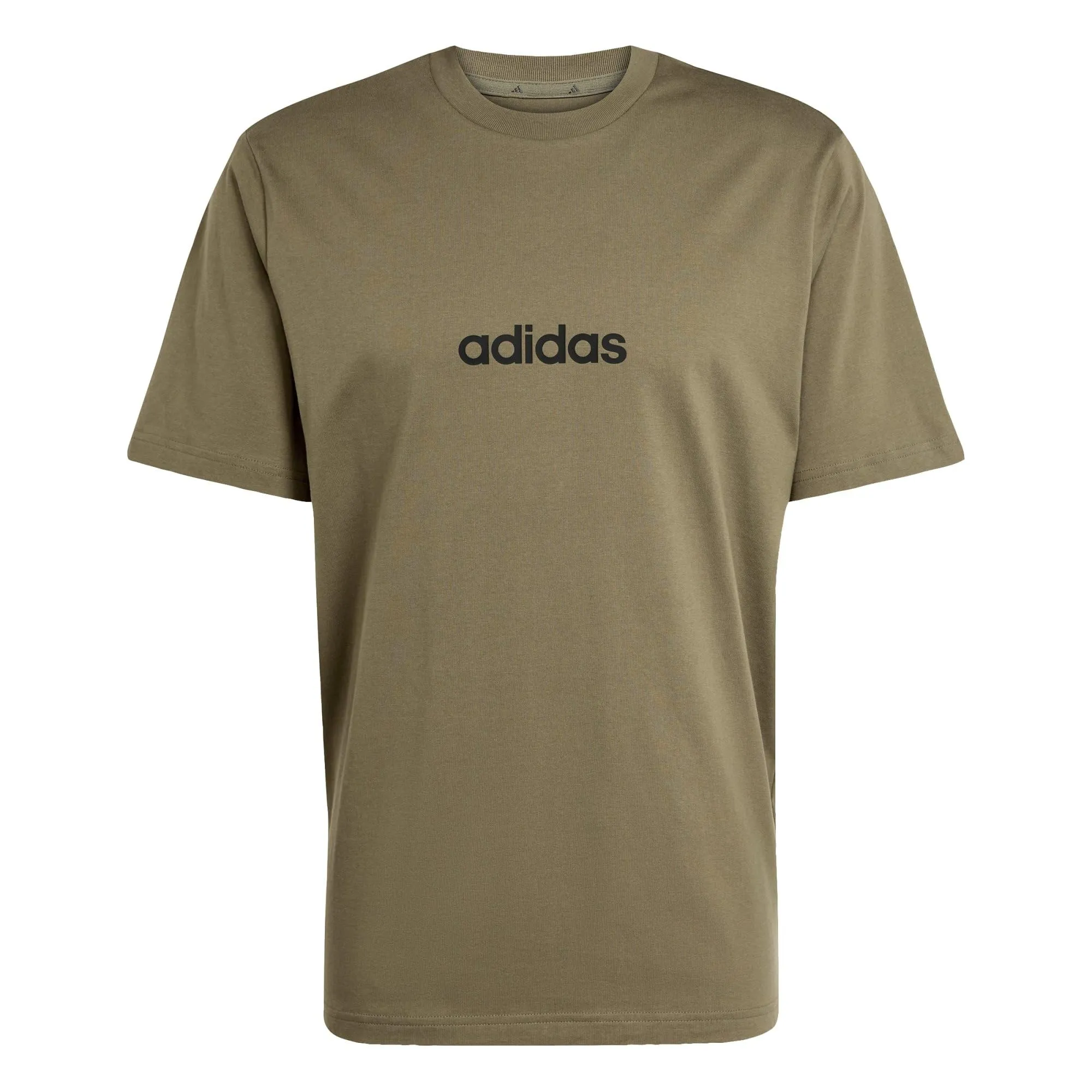 adidas Essentials Linear Single Jersey Shirt, Olive Strata/Black, XS - immagine 1