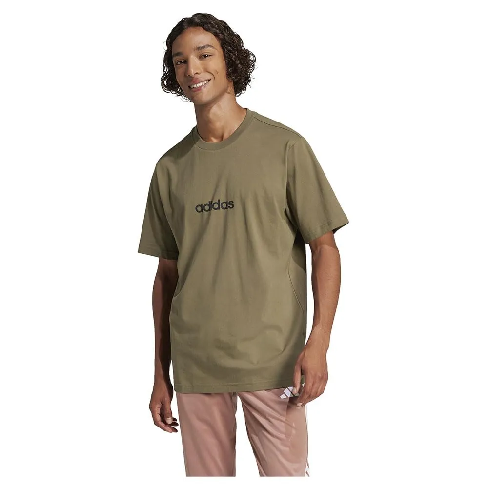 adidas Essentials Linear Single Jersey Shirt - Olive Strata/Black, M - immagine 3