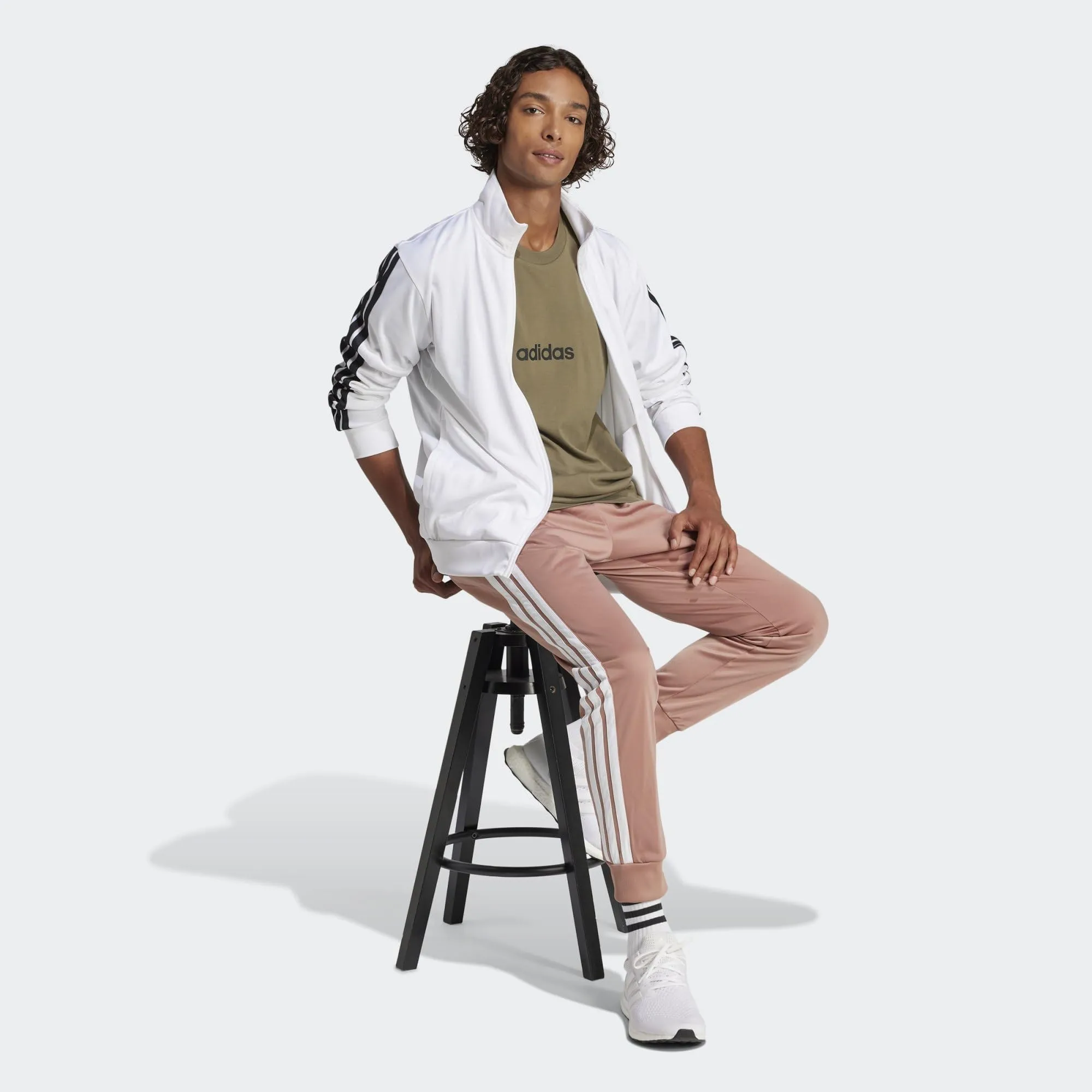 adidas Essentials Linear Single Jersey Shirt - Olive Strata/Black, M - immagine 6