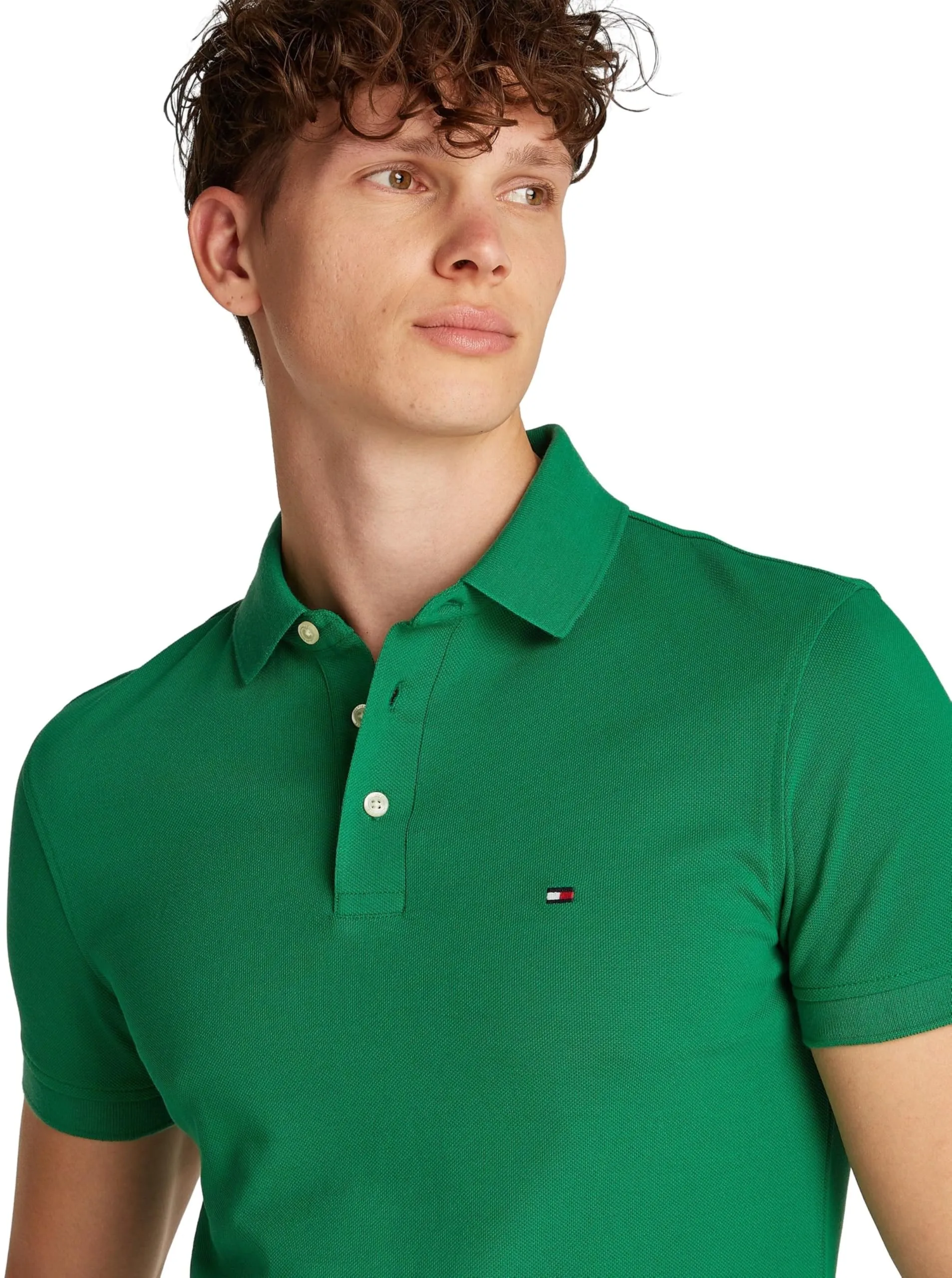 Tommy Hilfiger Polo Maniche Corte 1985 Slim Fit, Verde (Nouveau Green), XXL - immagine 4