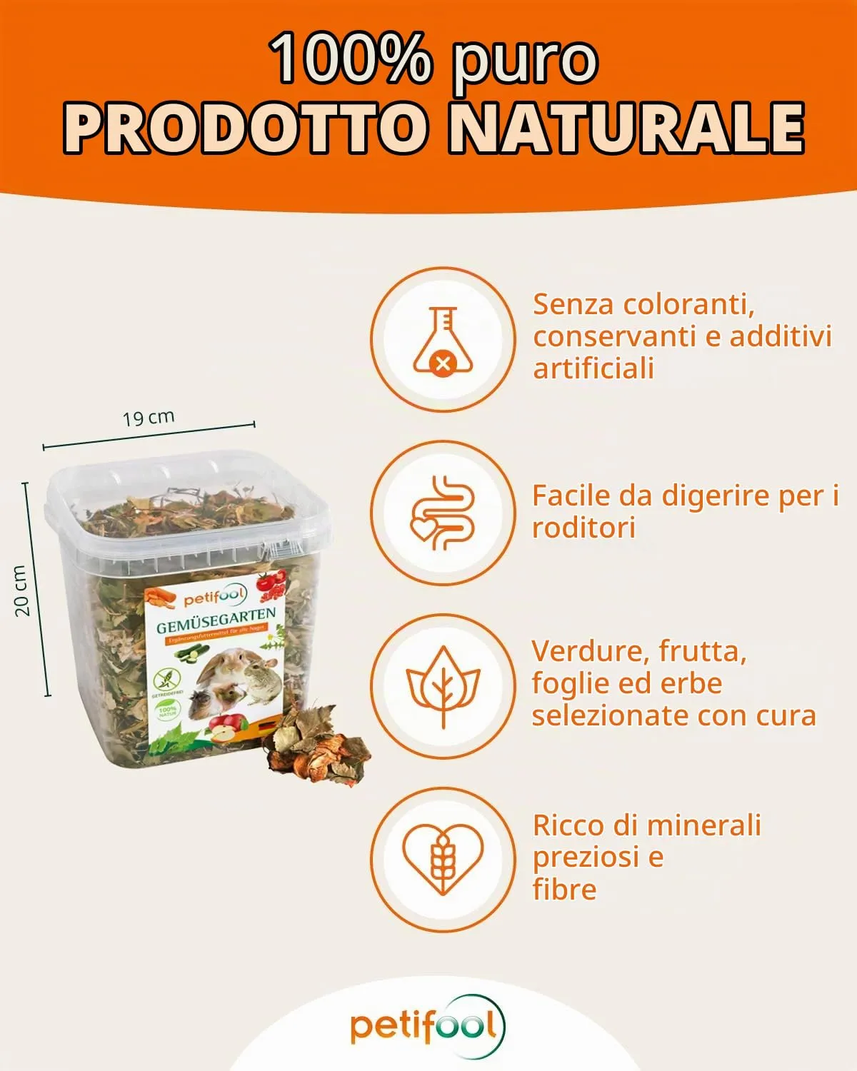petifool Verdura da Giardino Fodera per Roditori, 530 g - immagine 2